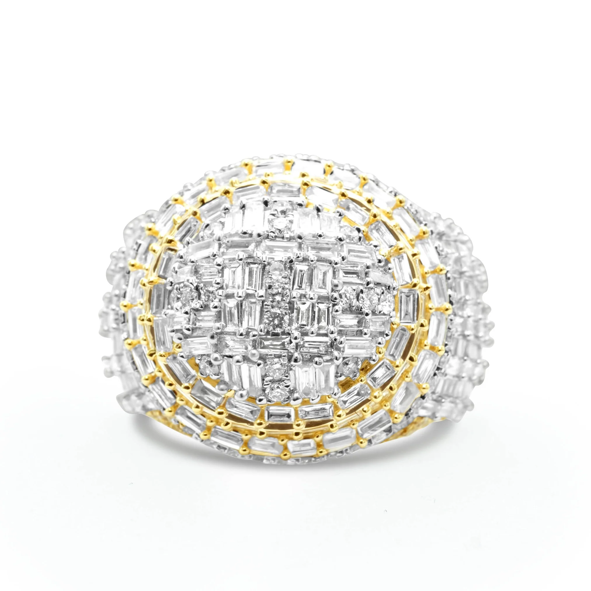 14K Yellow Gold Men's Diamond Ring 2.88 CT