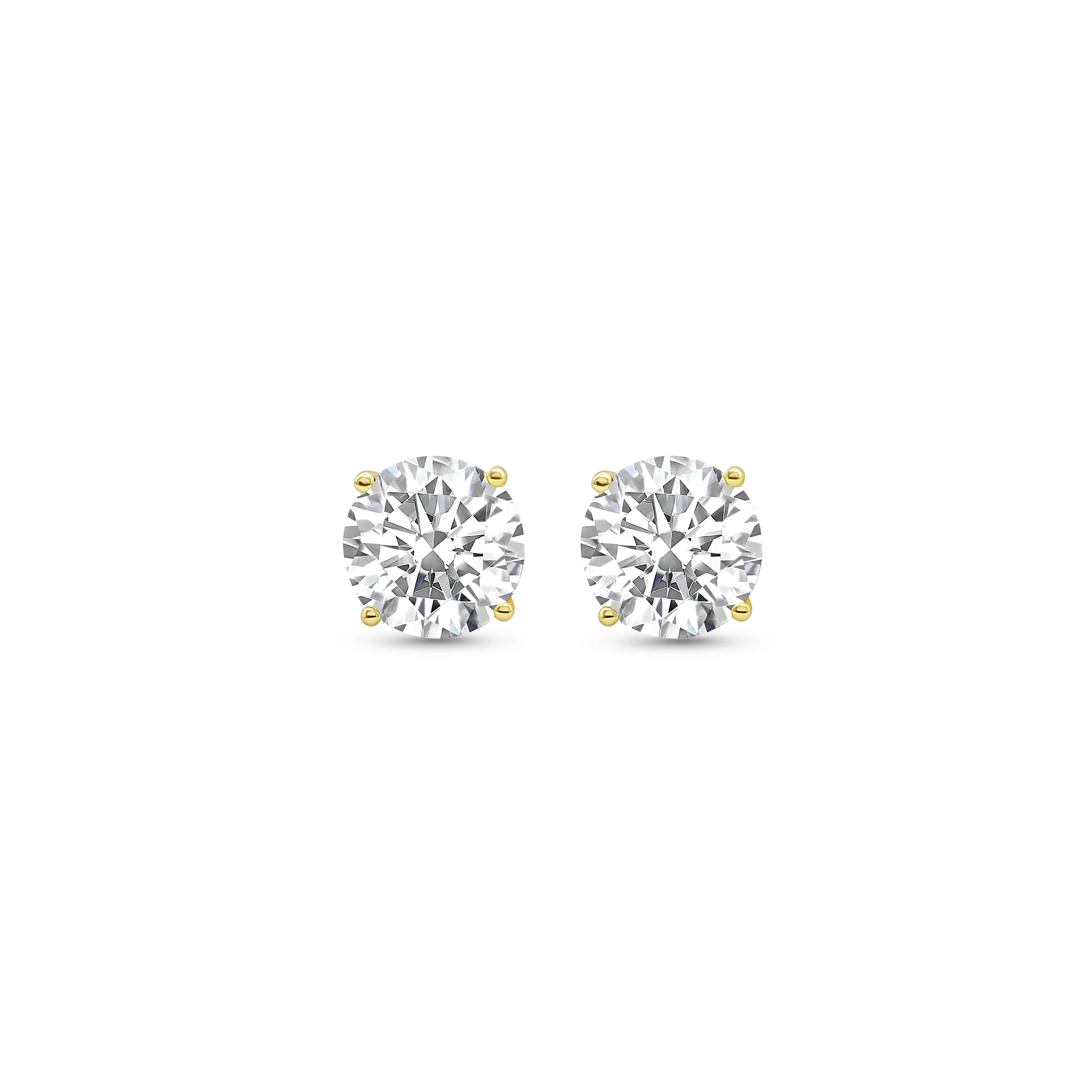 14K Yellow Gold Round Stud Earrings 4.15 CT