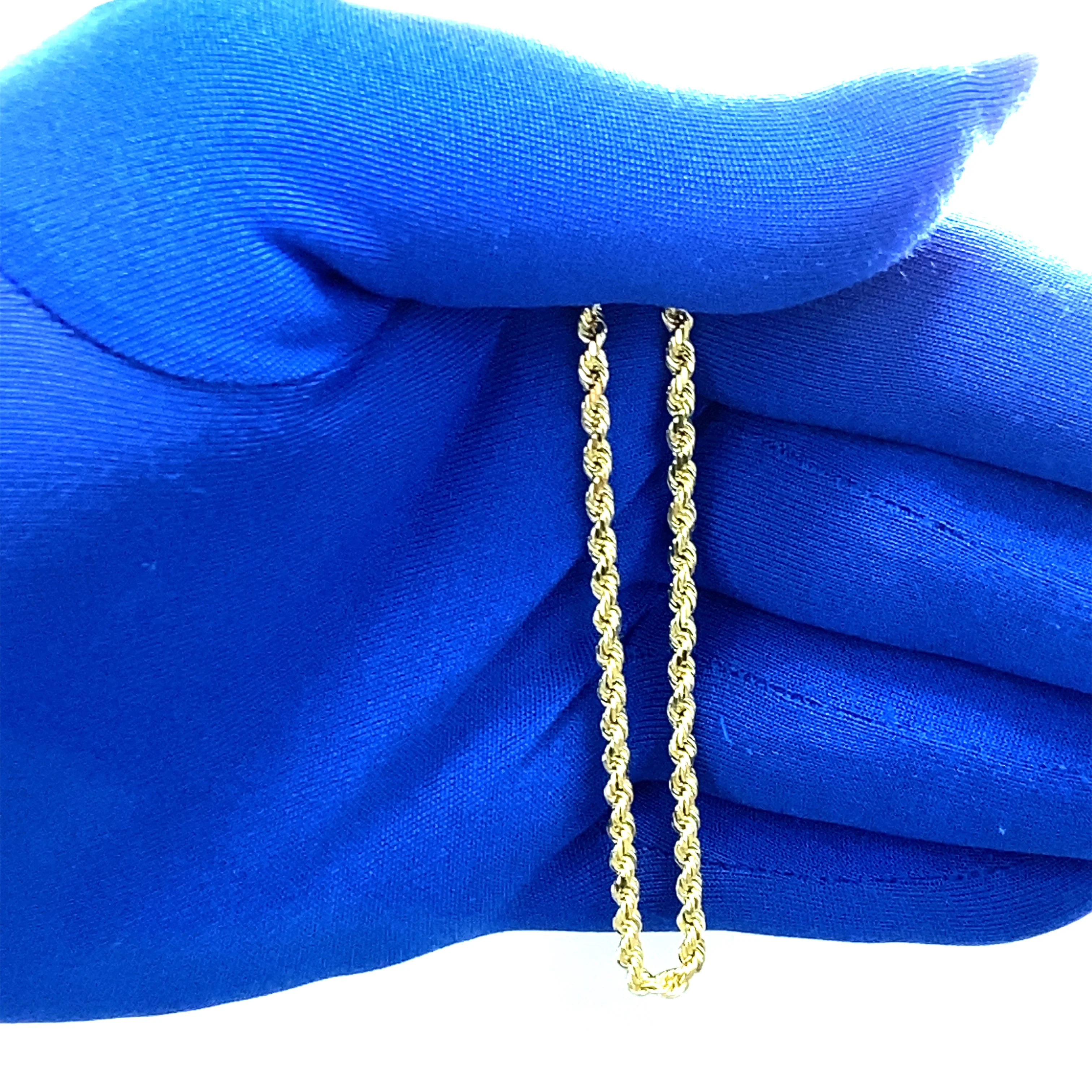 14K Yellow Gold Solid Rope Chain 20 inches 2.5 mm - Image 3