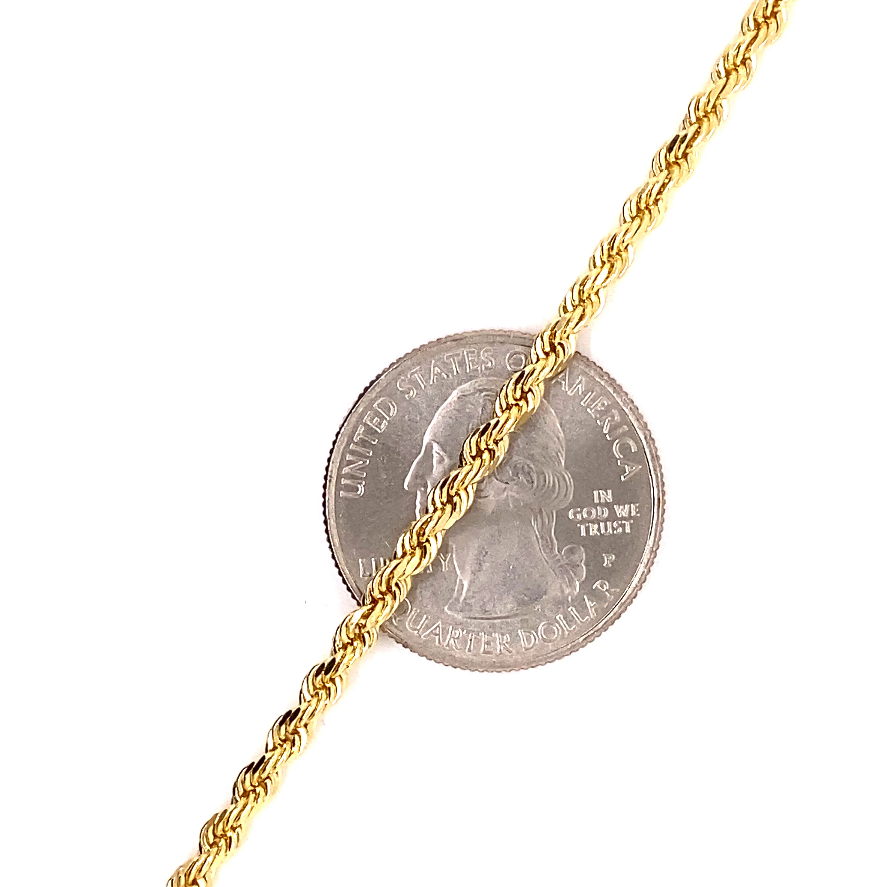 14K Yellow Gold Solid Rope Chain 20 inches 2.5 mm - Image 4