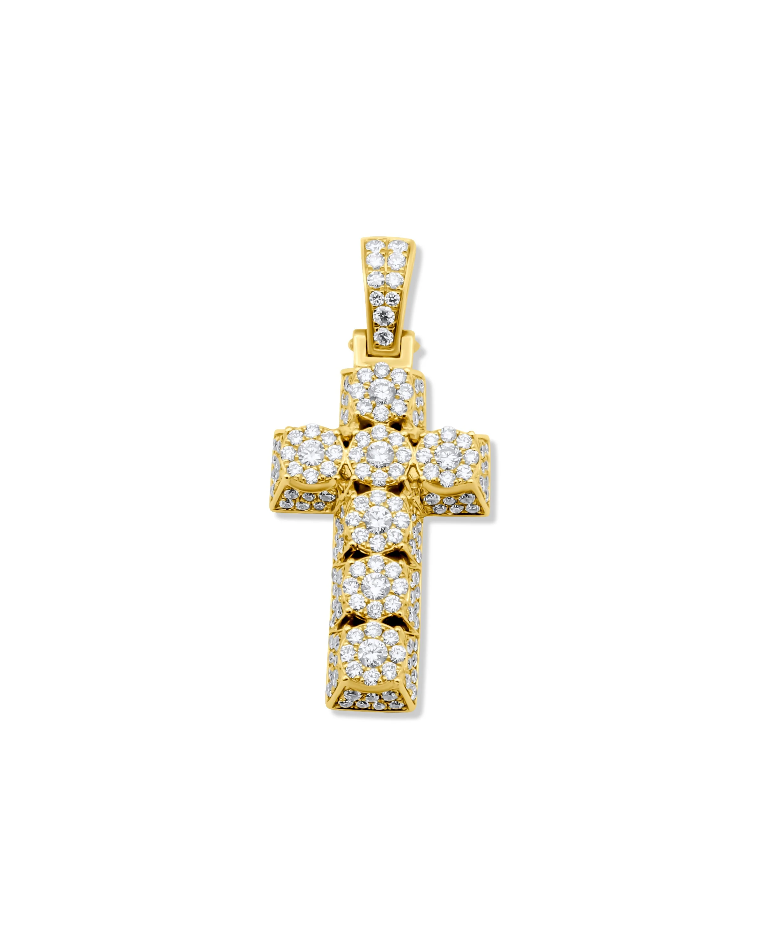 14K Gold Diamond Cross Pendant 2.15 CT