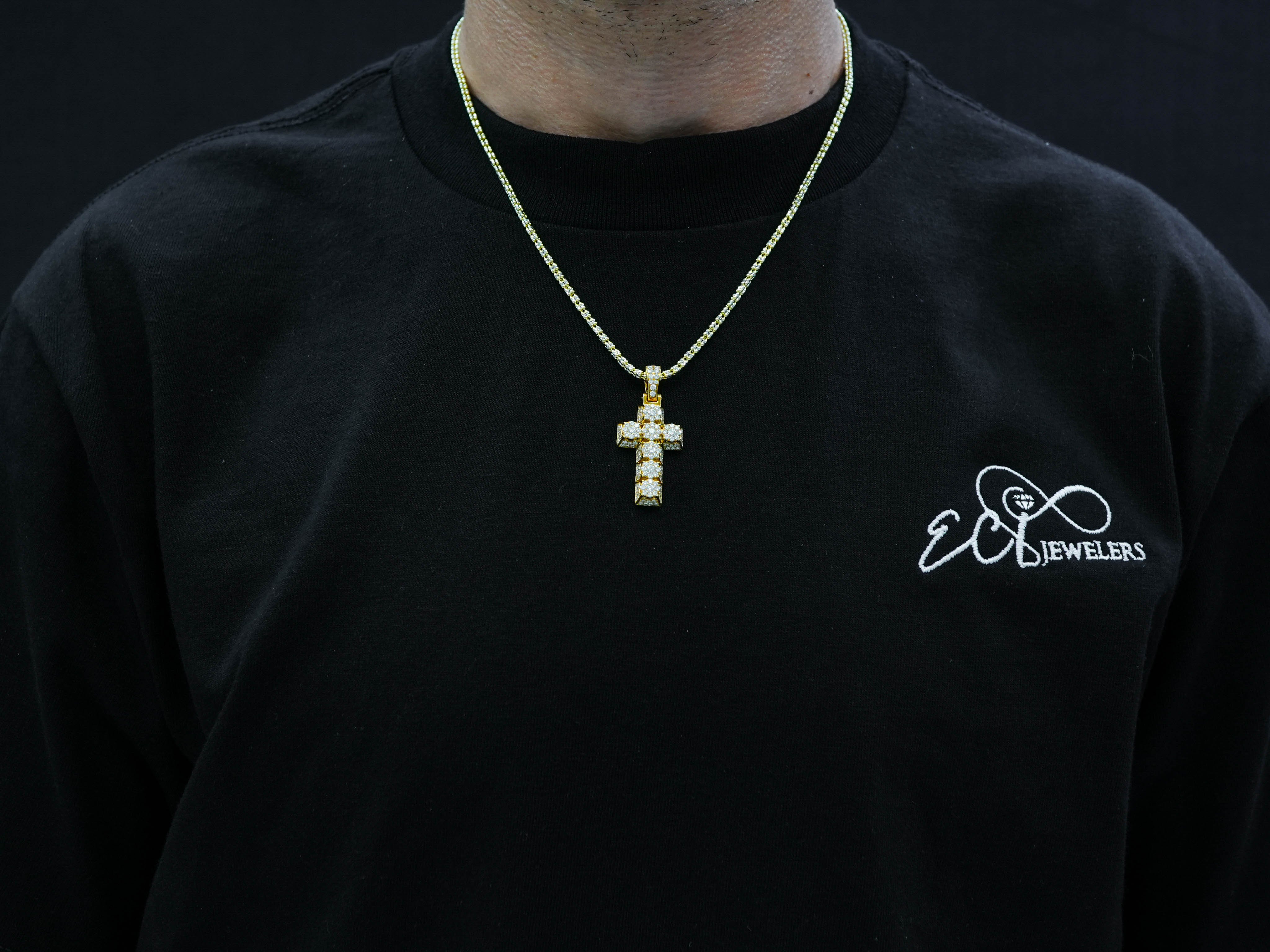 14K Gold Diamond Cross Pendant 2.15 CT - Image 2