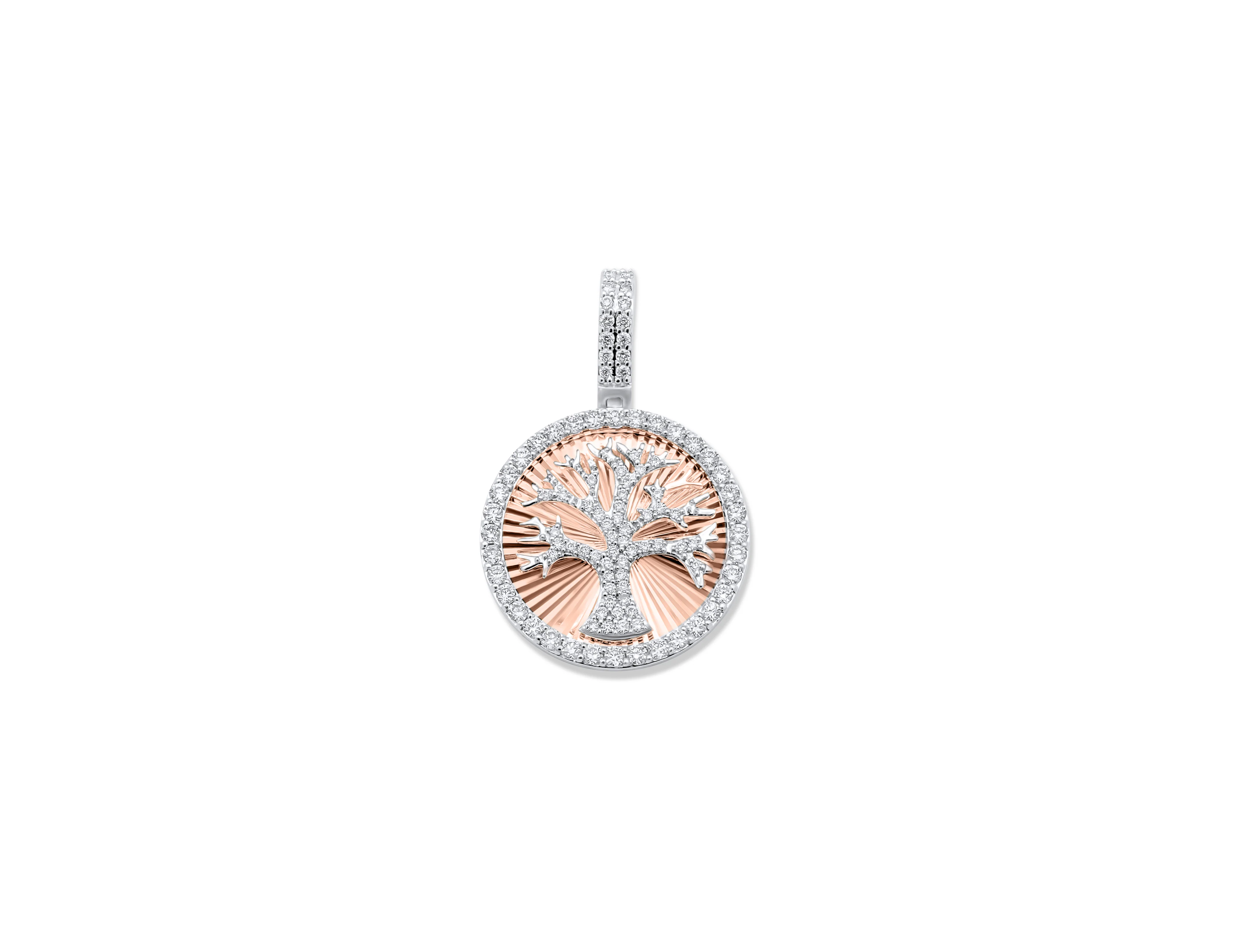 14K Yellow or Rose Gold Diamond Tree of Life Pendant 0.67 CT - Image 5