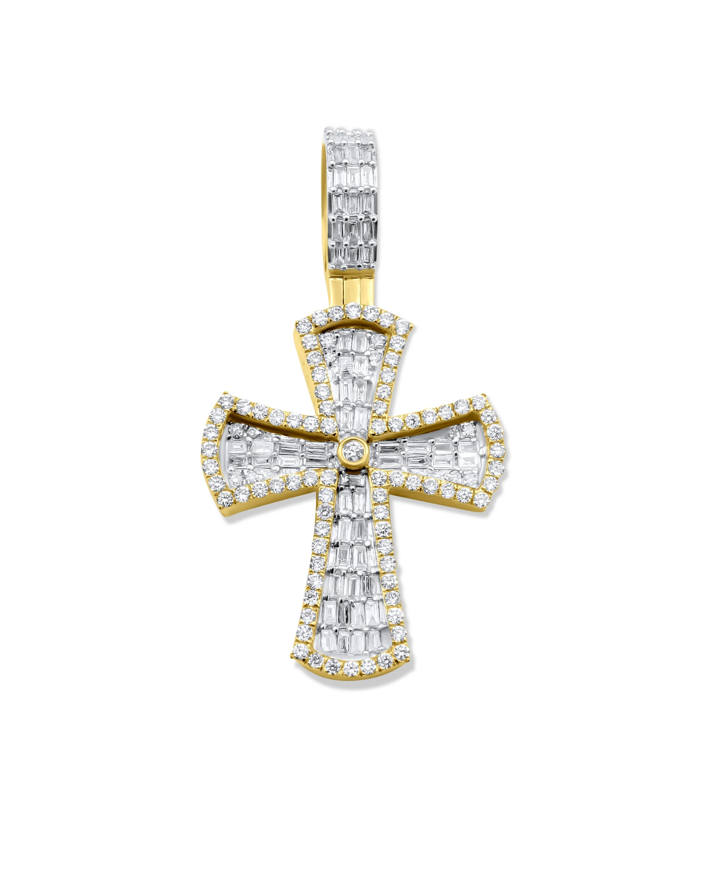 14K Gold Diamond Cross Pendant 1.43 CT