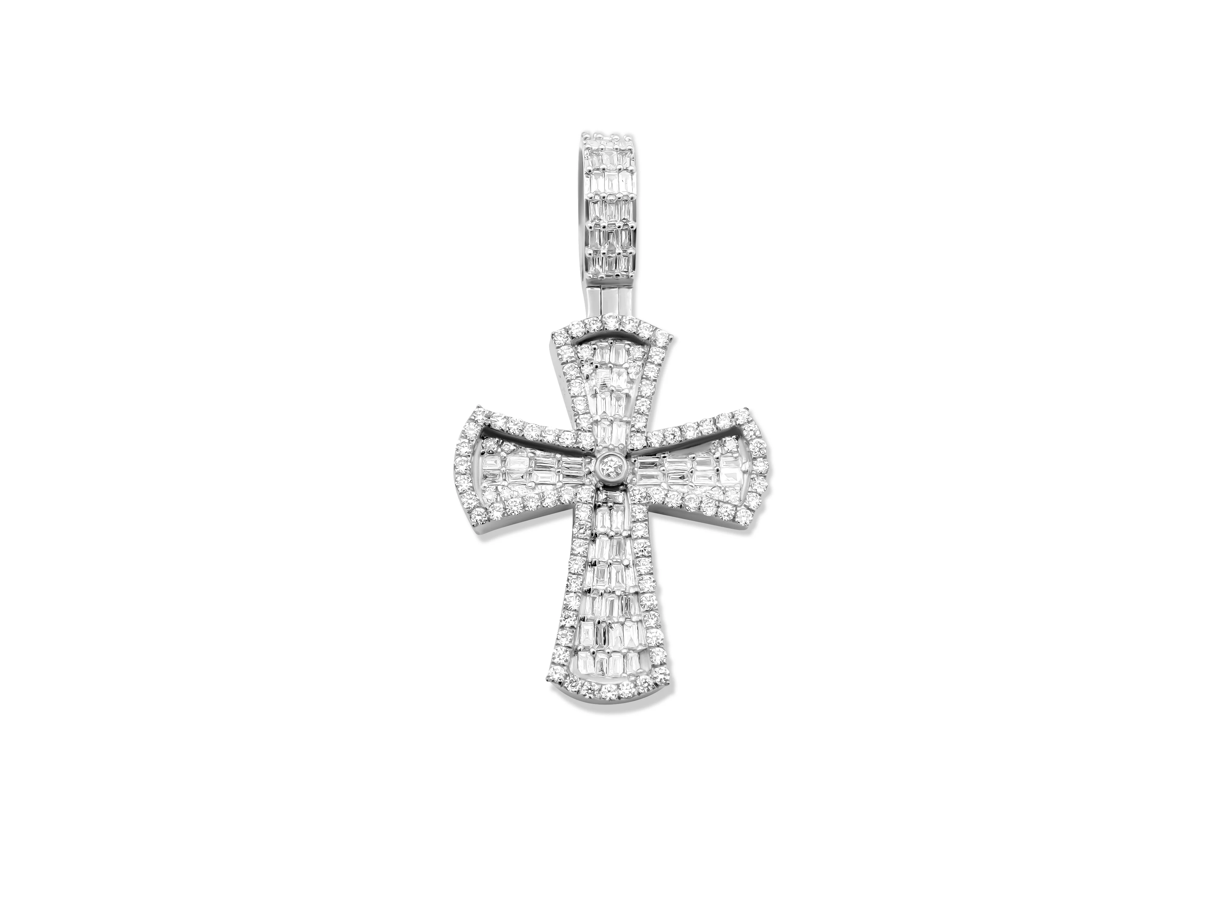 14K Gold Diamond Cross Pendant 1.43 CT - Image 5