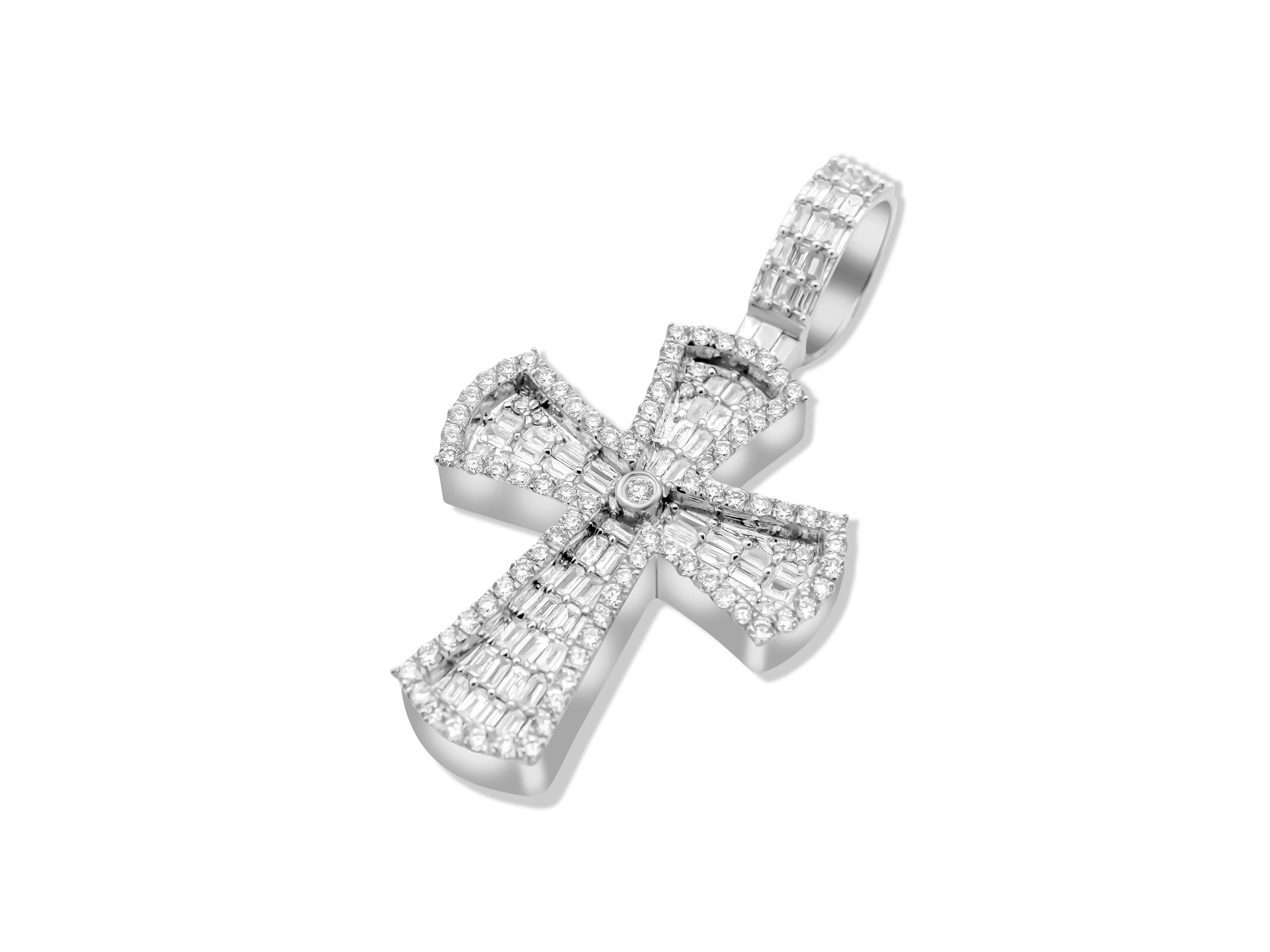 14K Gold Diamond Cross Pendant 1.43 CT - Image 7
