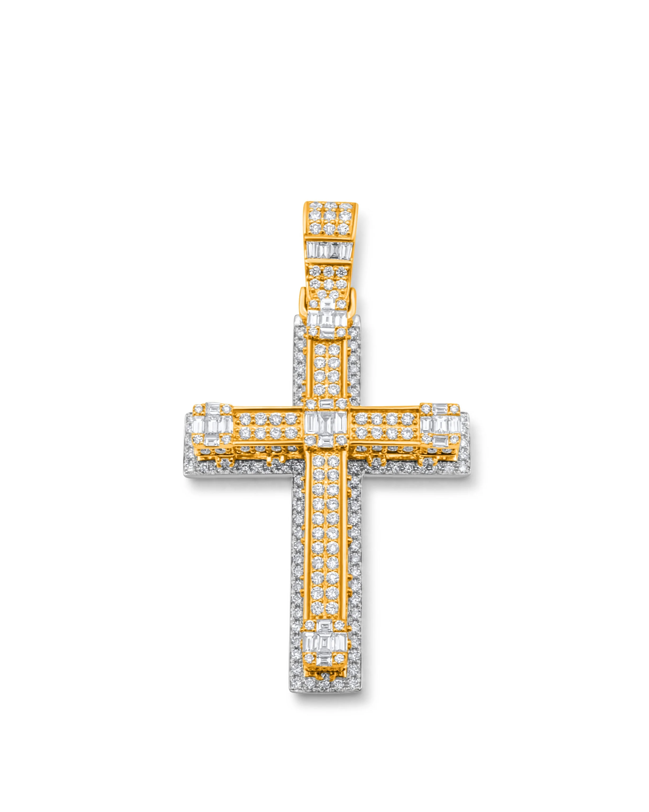 14K Gold Diamond Cross Pendant 3.81 CT