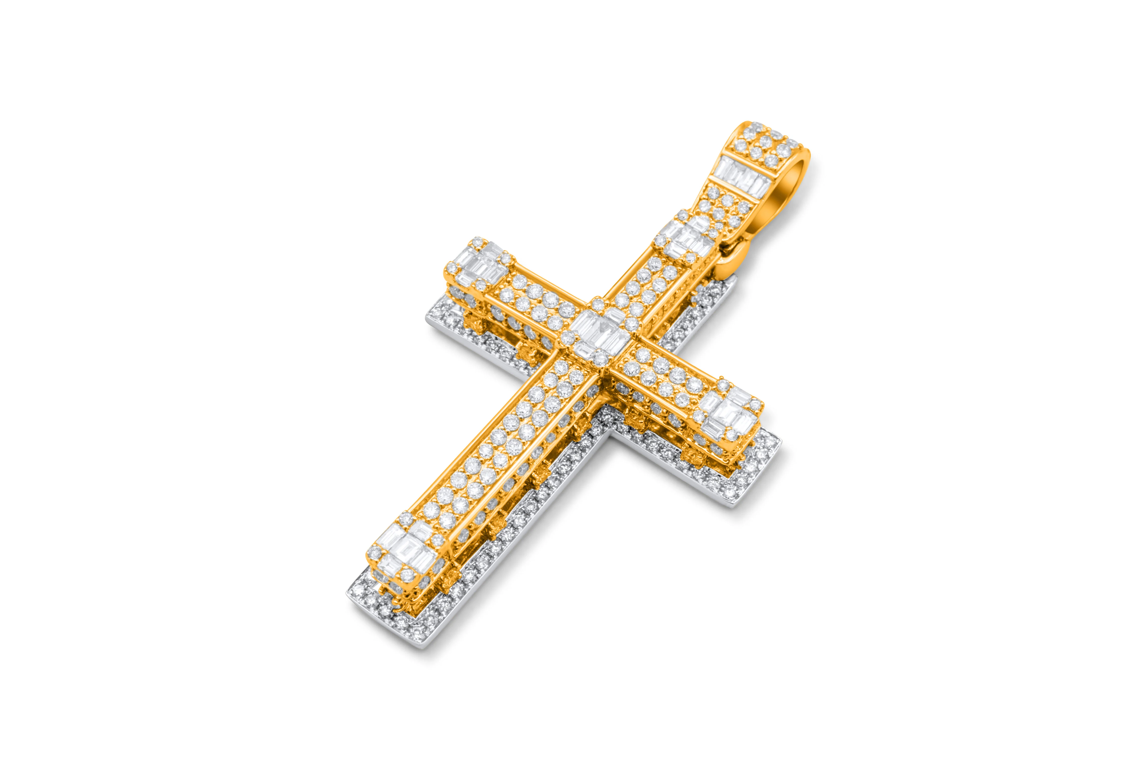 14K Gold Diamond Cross Pendant 3.81 CT - Image 3