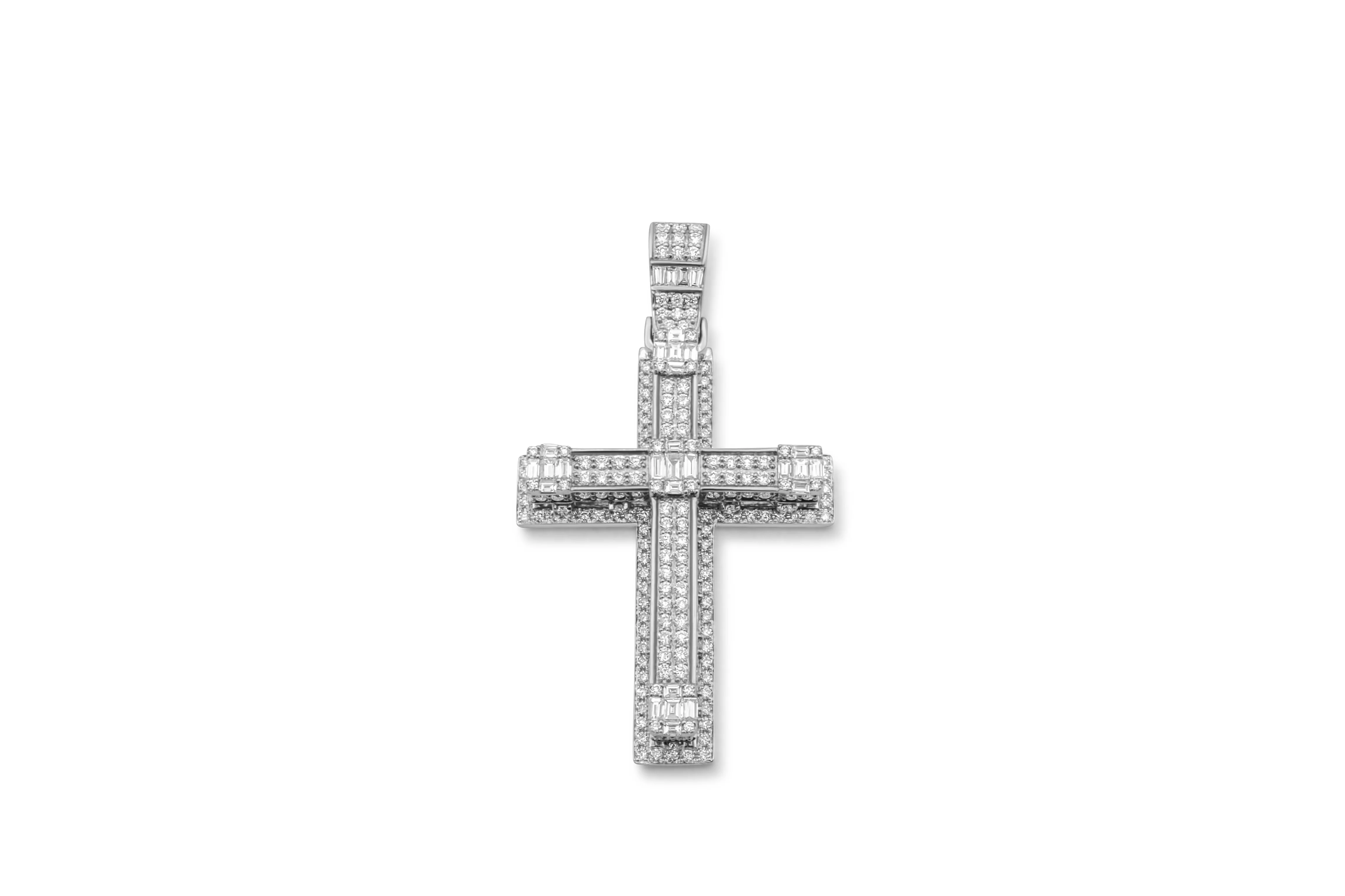 14K Gold Diamond Cross Pendant 3.81 CT - Image 5