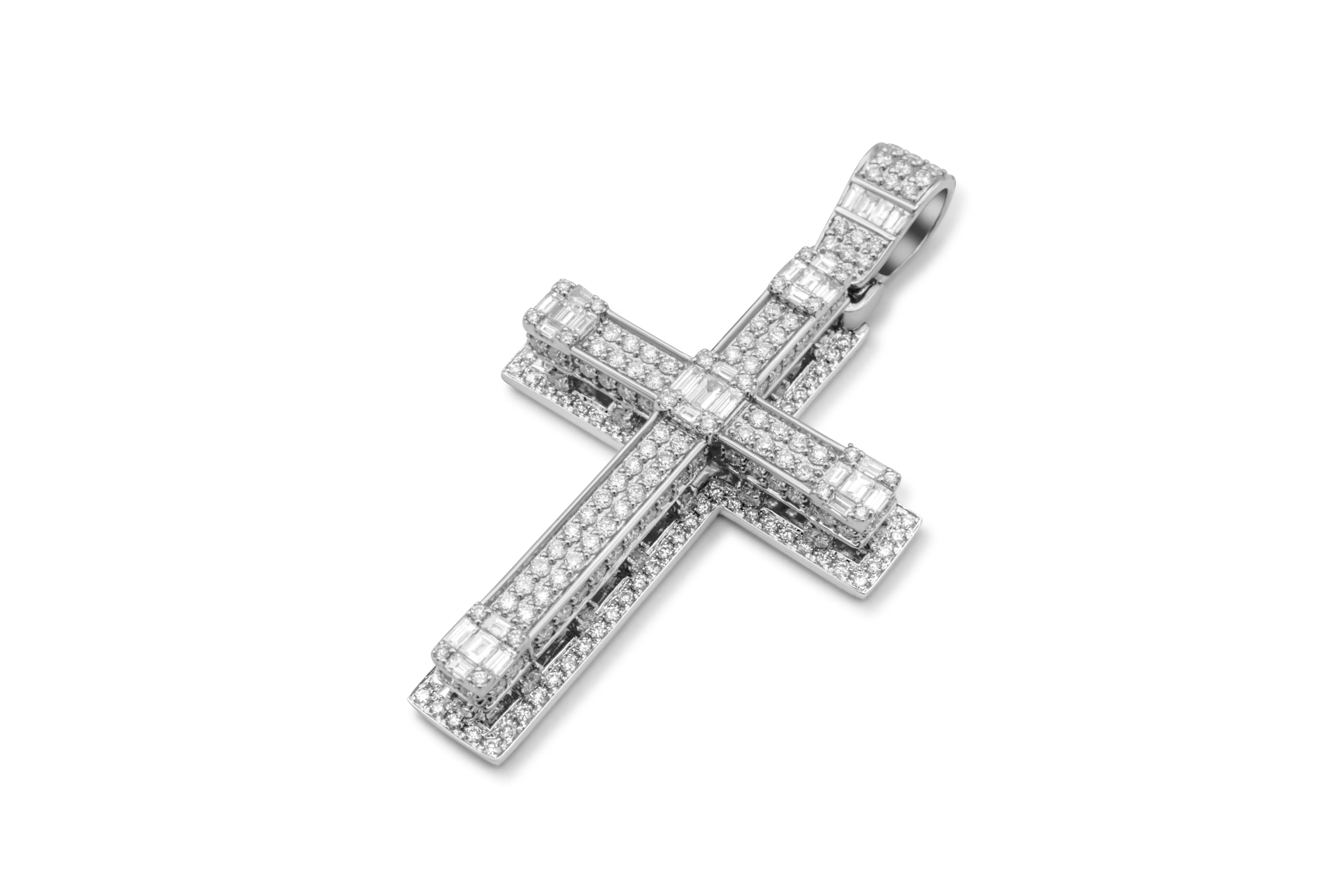 14K Gold Diamond Cross Pendant 3.81 CT - Image 7