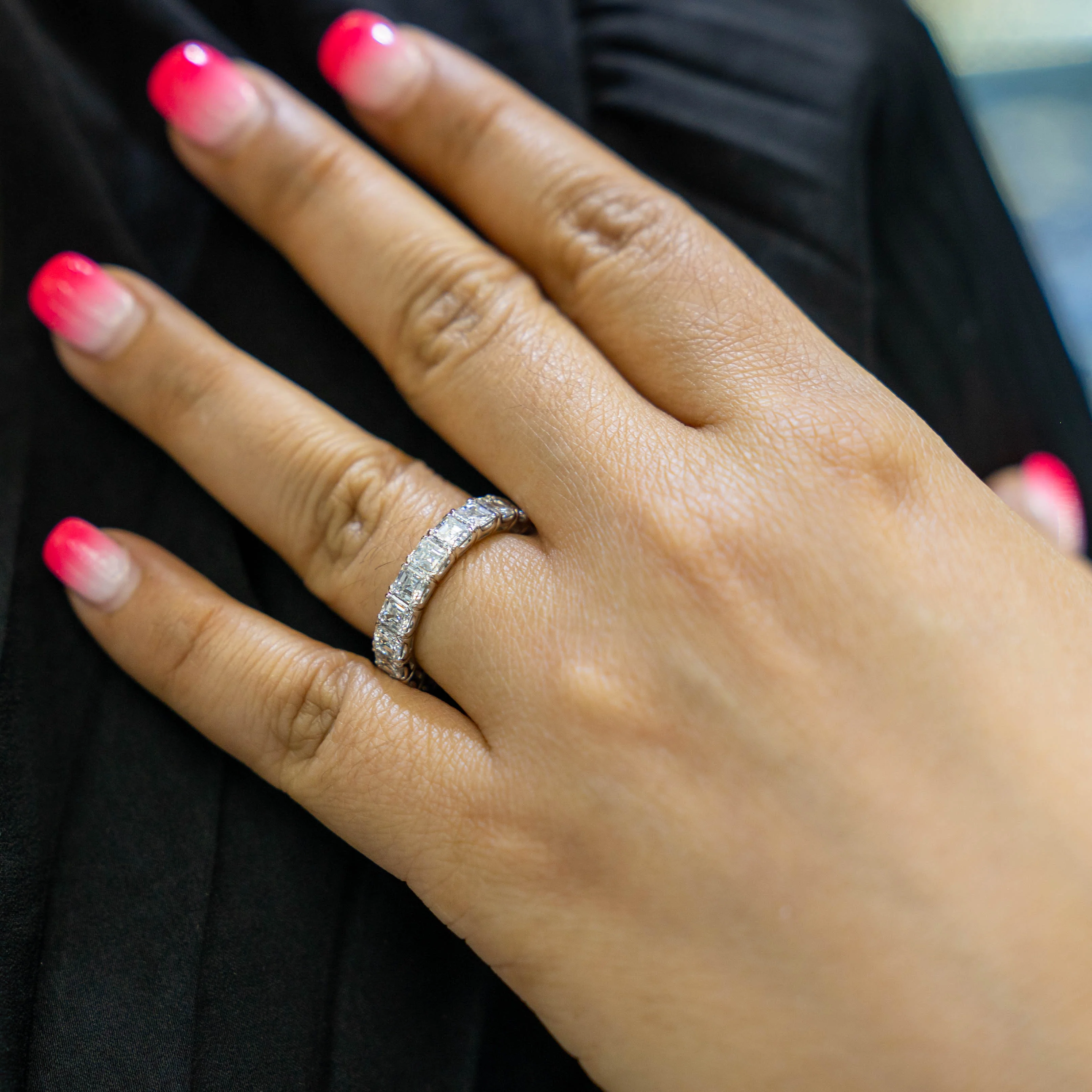 18K White Gold  Eternity Wedding Band 3.99 CT - Image 2