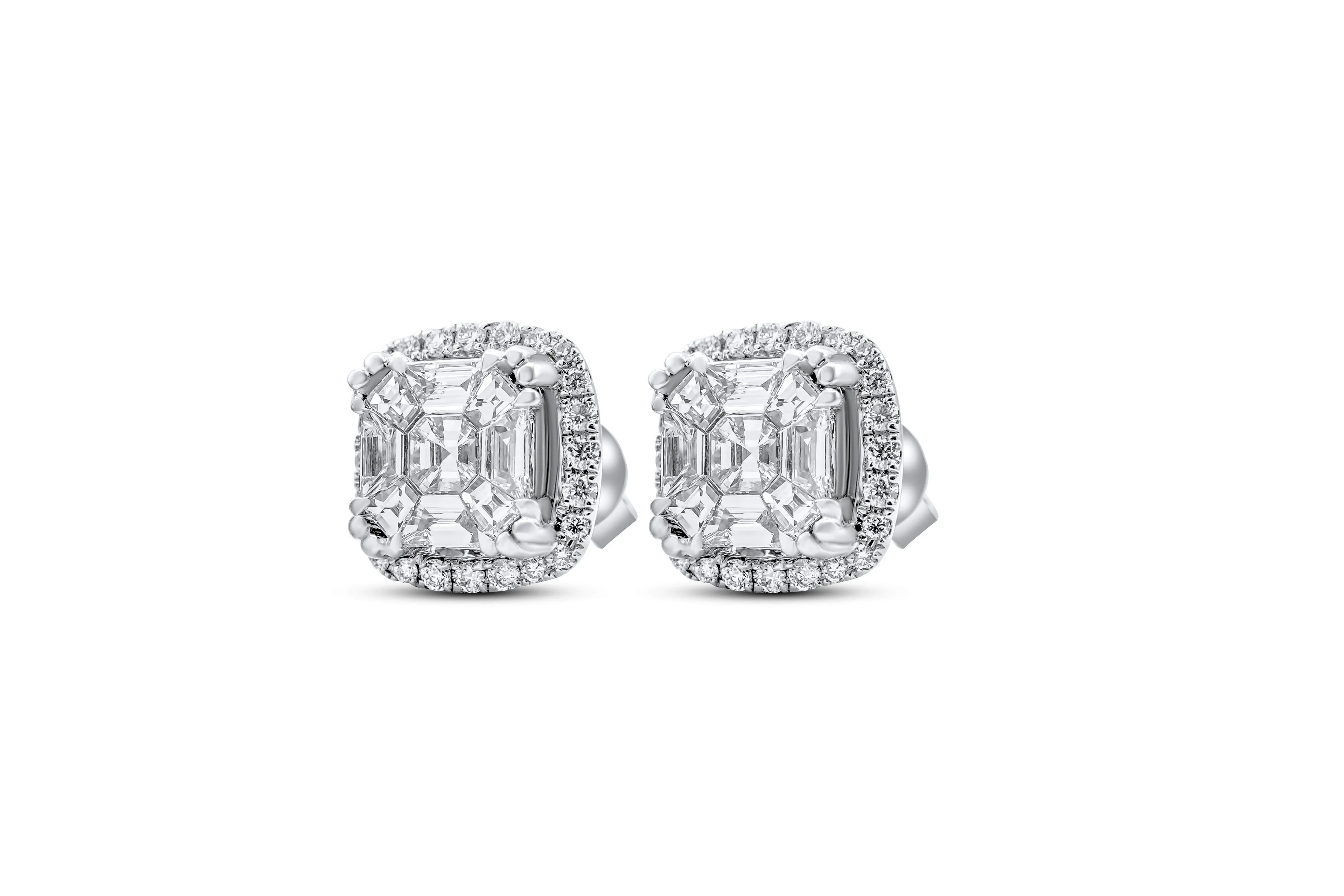 18K White Gold Stud Earrings 1.84 CT - Image 2