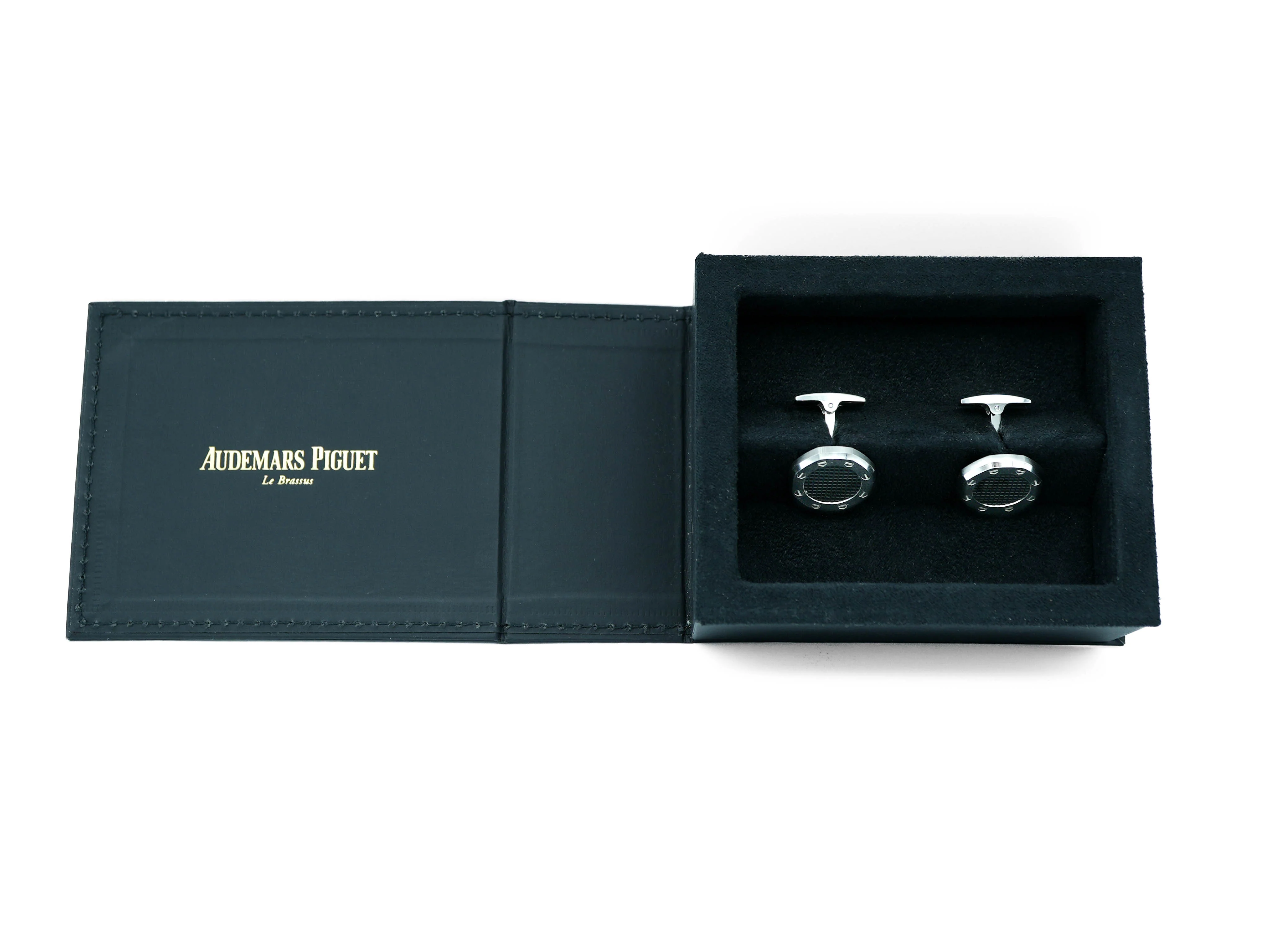 Audemars Piguet Audemars Piguet Stainless Steel Cufflinks in Black with Box - Image 4