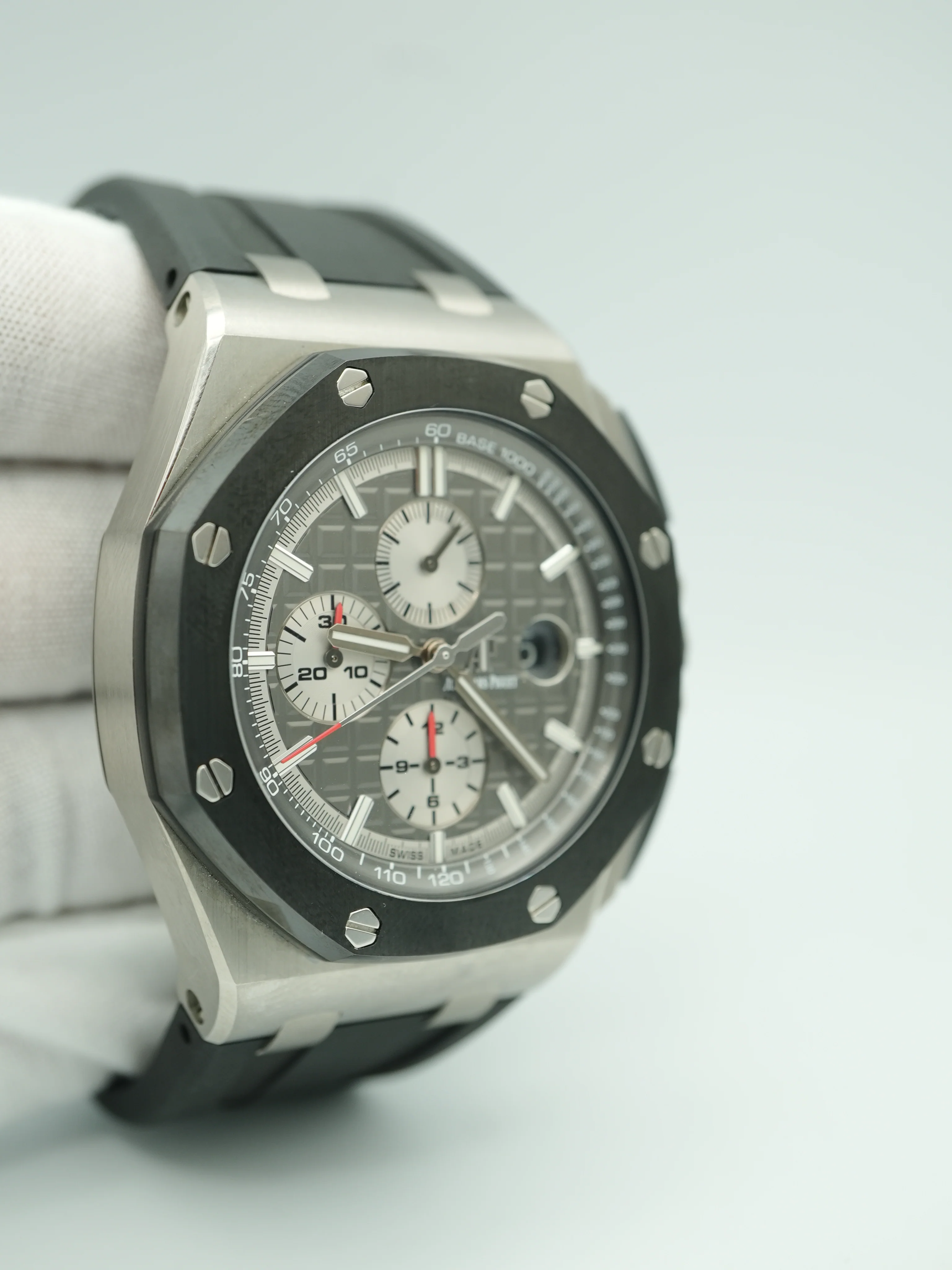 Audemars Piguet Royal Oak Offshore Chronograph Titanium Slate-Grey Dial Rubber Bracelet Complete Set 2017 - Image 4