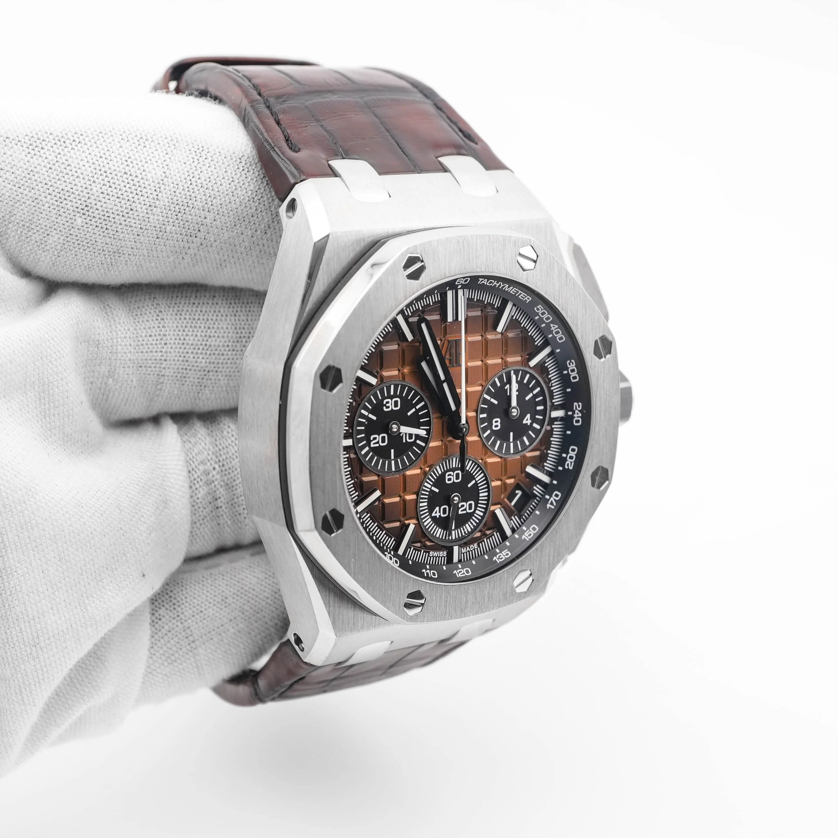 Audemars Piguet Royal Oak Offshore Chronograph Bronze Dial Brown Leather Strap Box and Papers 2024 - Image 4