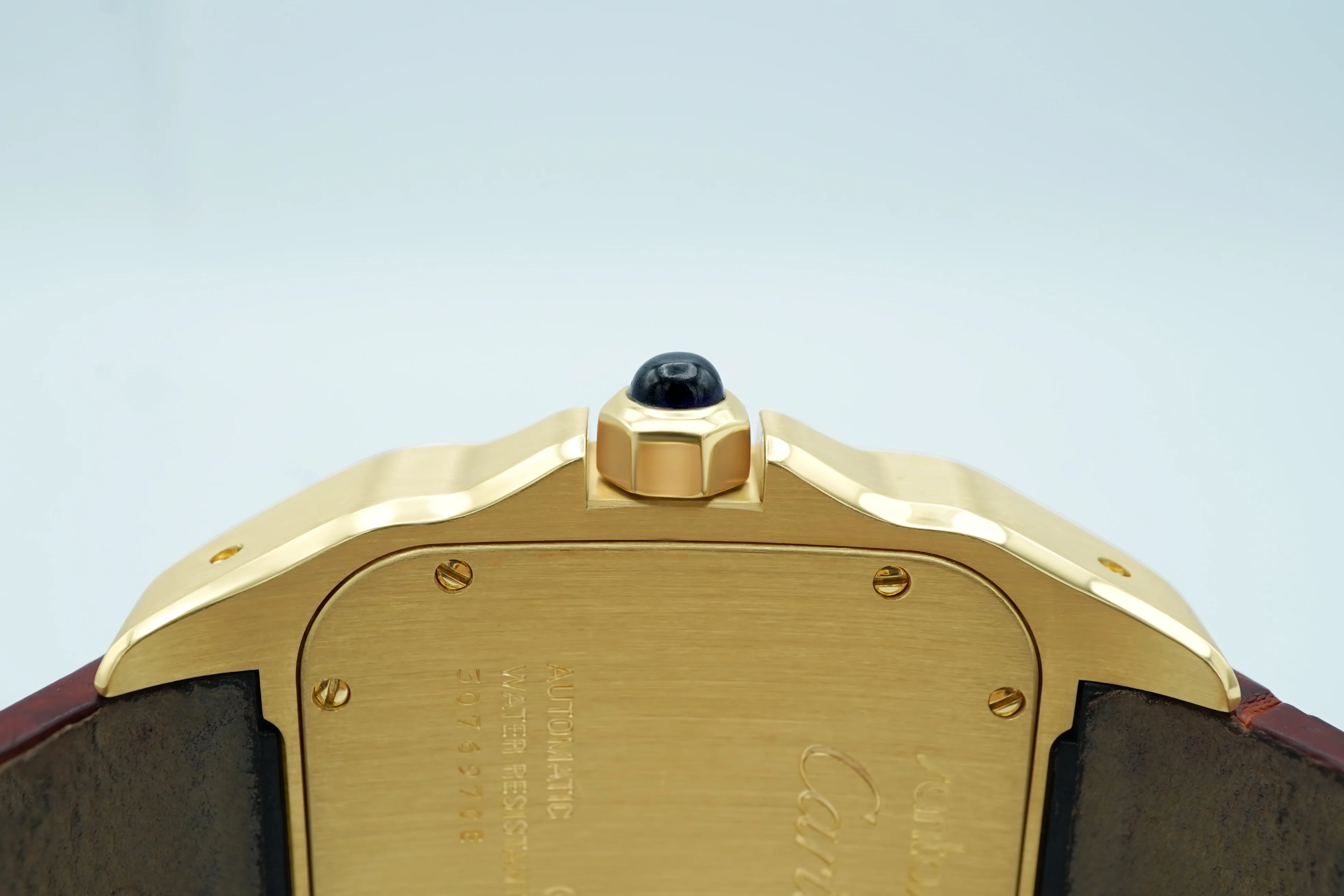 Cartier Santos 100 Large 18K Yellow Gold White Roman Dial Brown Leather Strap Complete Set 2008 - Image 8