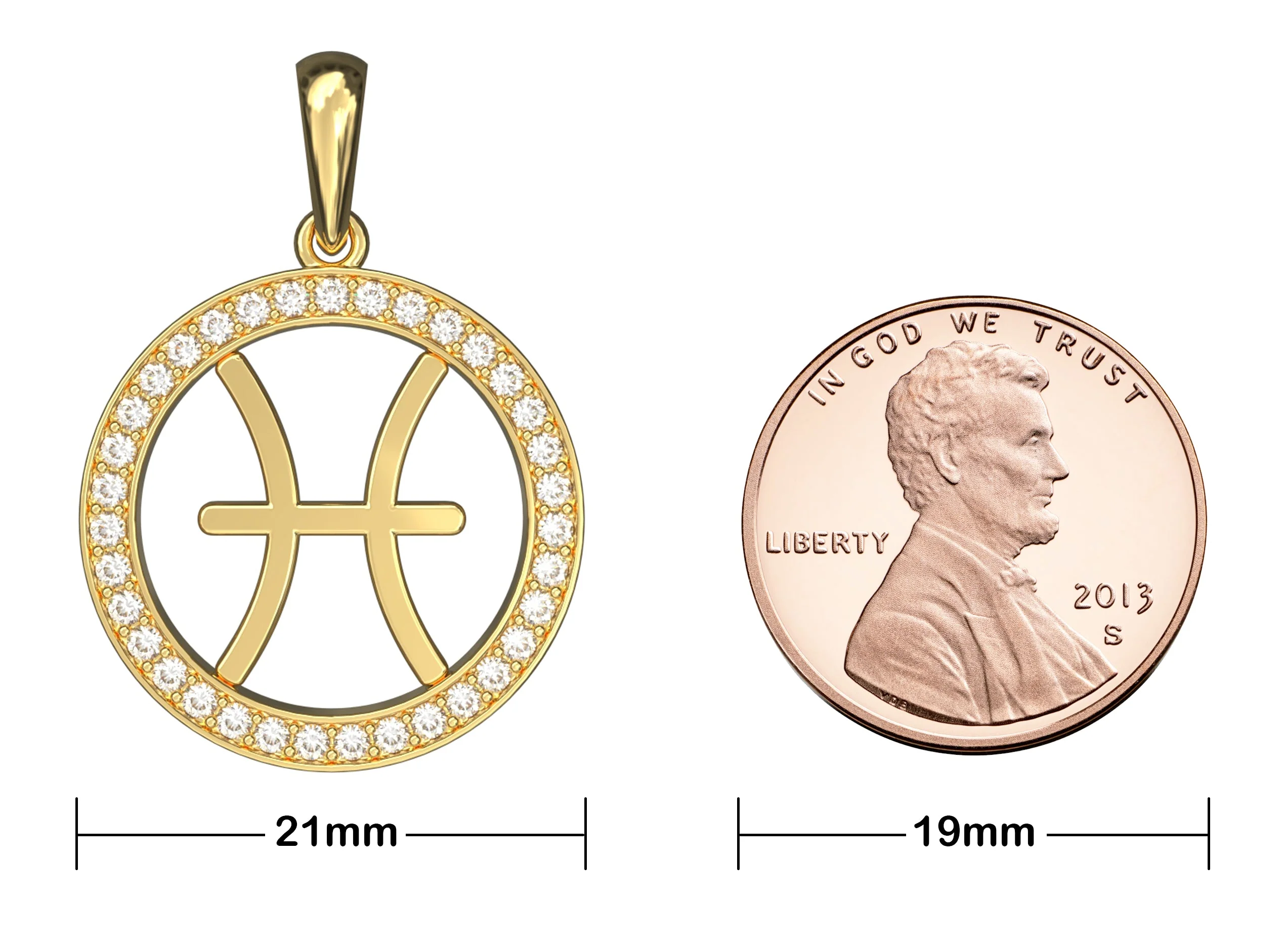 14K Gold Pisces Zodiac Diamond Men's Pendant (0.65 CTW) - Image 7