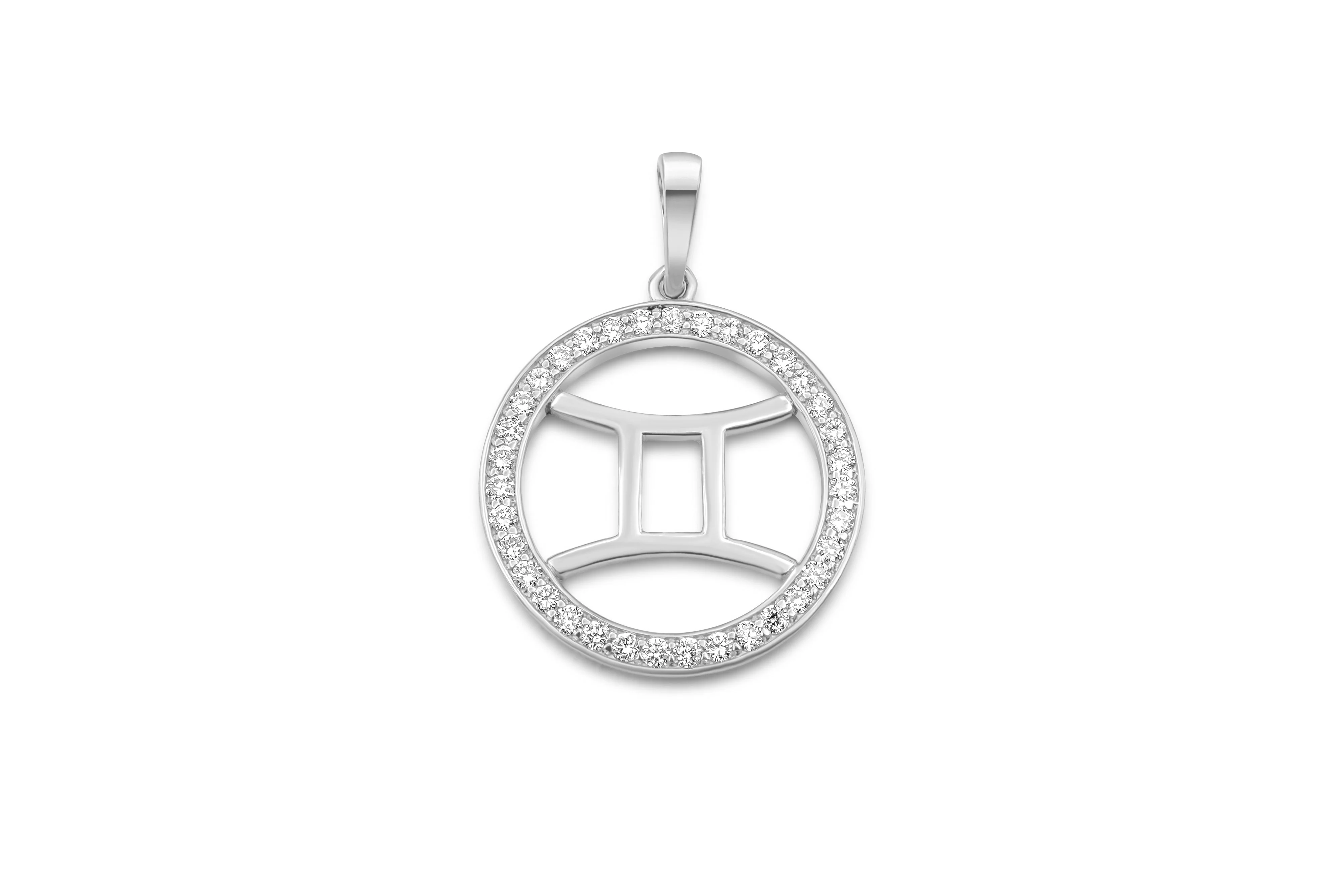 14K Gold Gemini Zodiac Diamond Men's Pendant (0.65 CTW) - Image 4