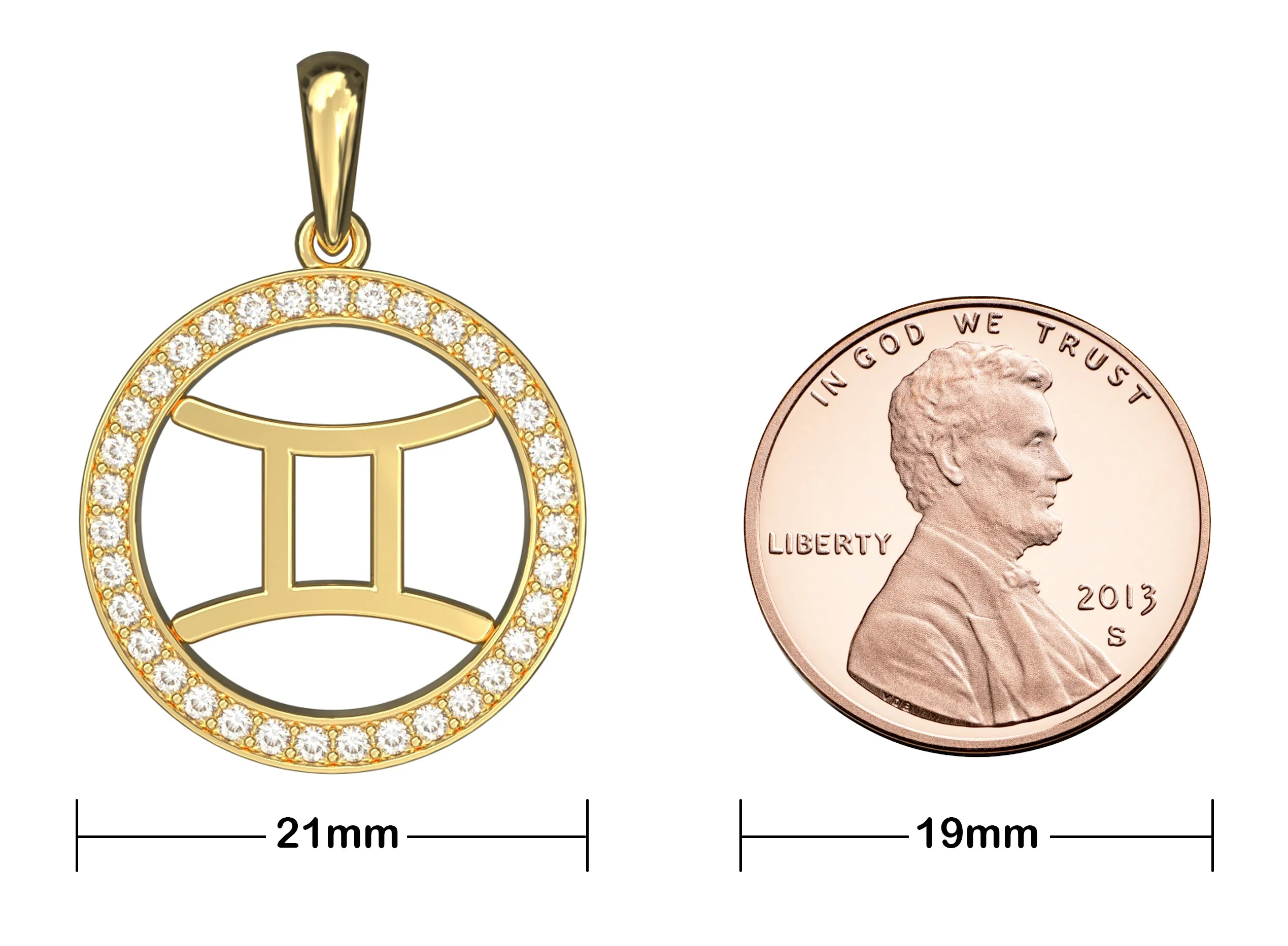 14K Gold Gemini Zodiac Diamond Men's Pendant (0.65 CTW) - Image 7
