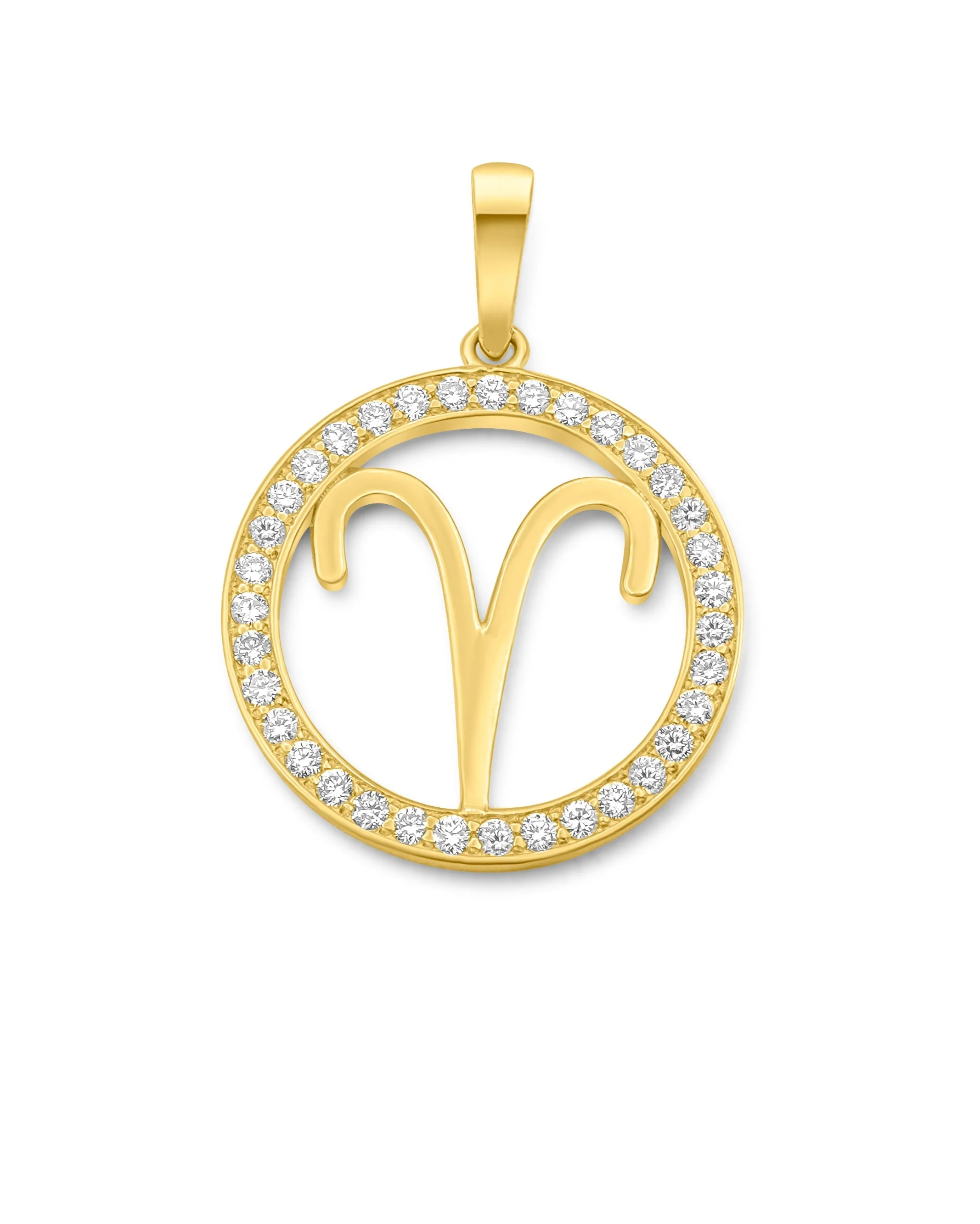 14K Gold Aries Zodiac Diamond Men's Pendant (0.65 CTW)