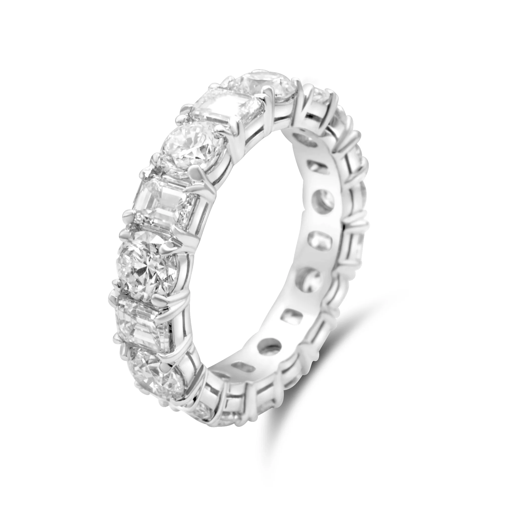 Emerald Cut and Round Eternity Wedding Band 5.08 CT