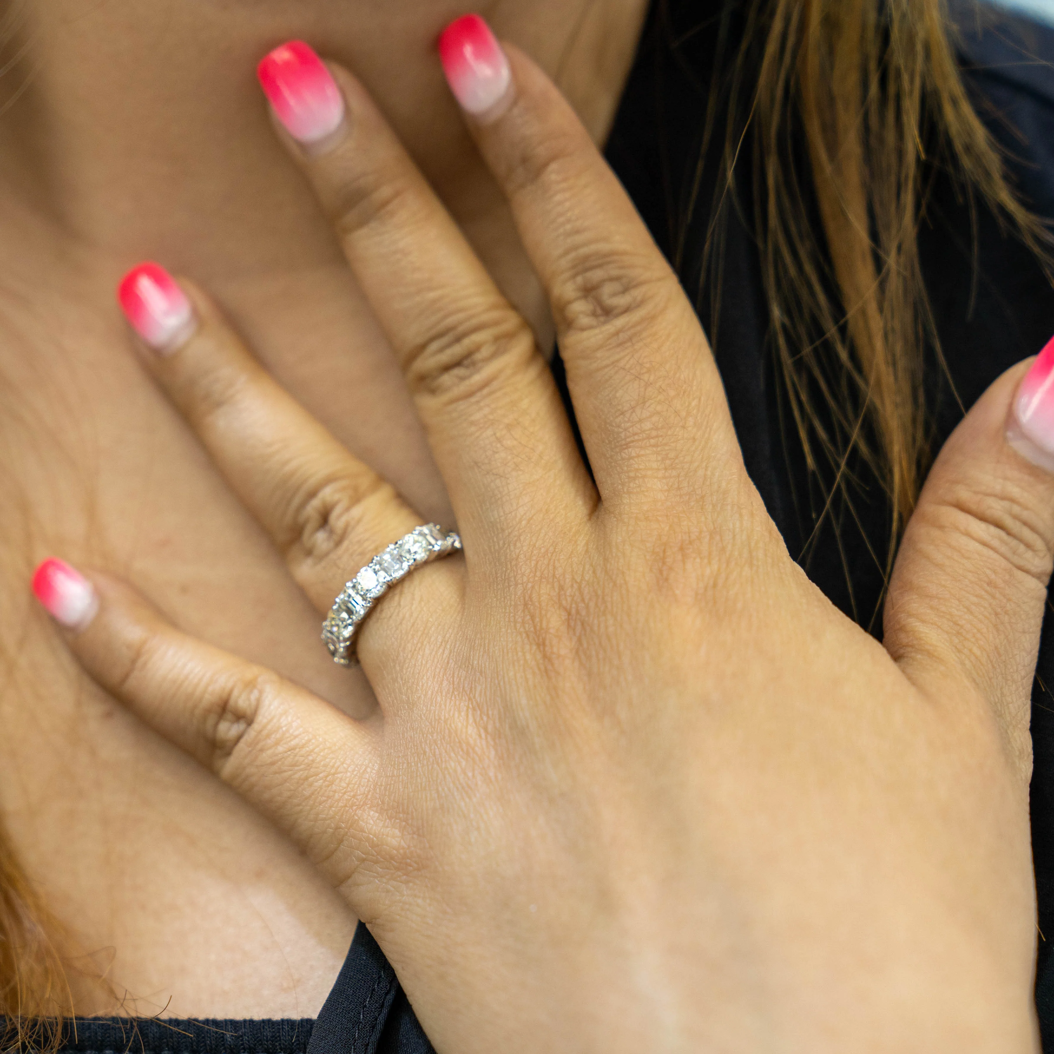 Emerald Cut and Round Eternity Wedding Band 5.08 CT - Image 2