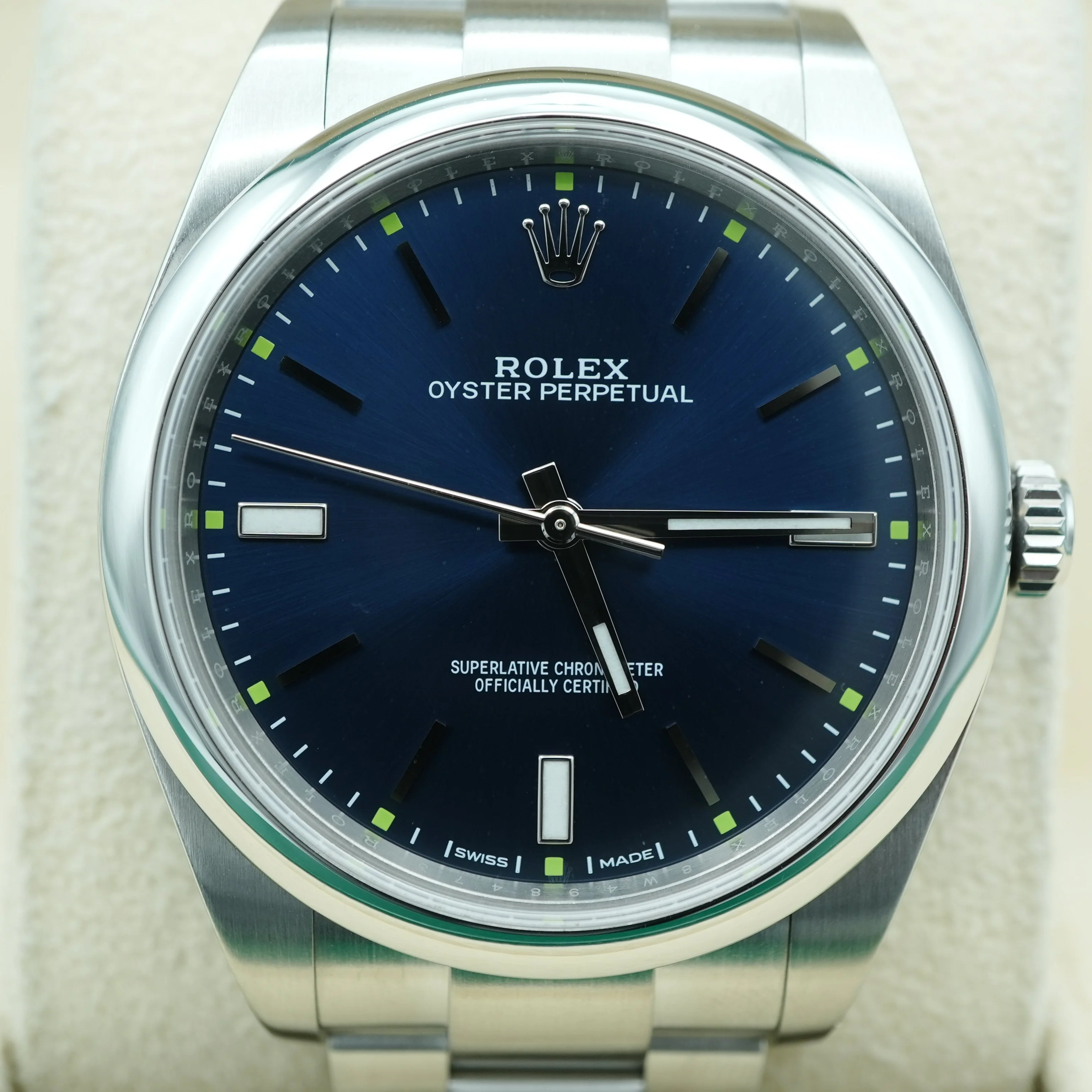 Rolex 114300 Oyster Perpetual 39 mm Smooth Bezel Blue Dial Oyster Bracelet Complete Set 2015 - Image 3