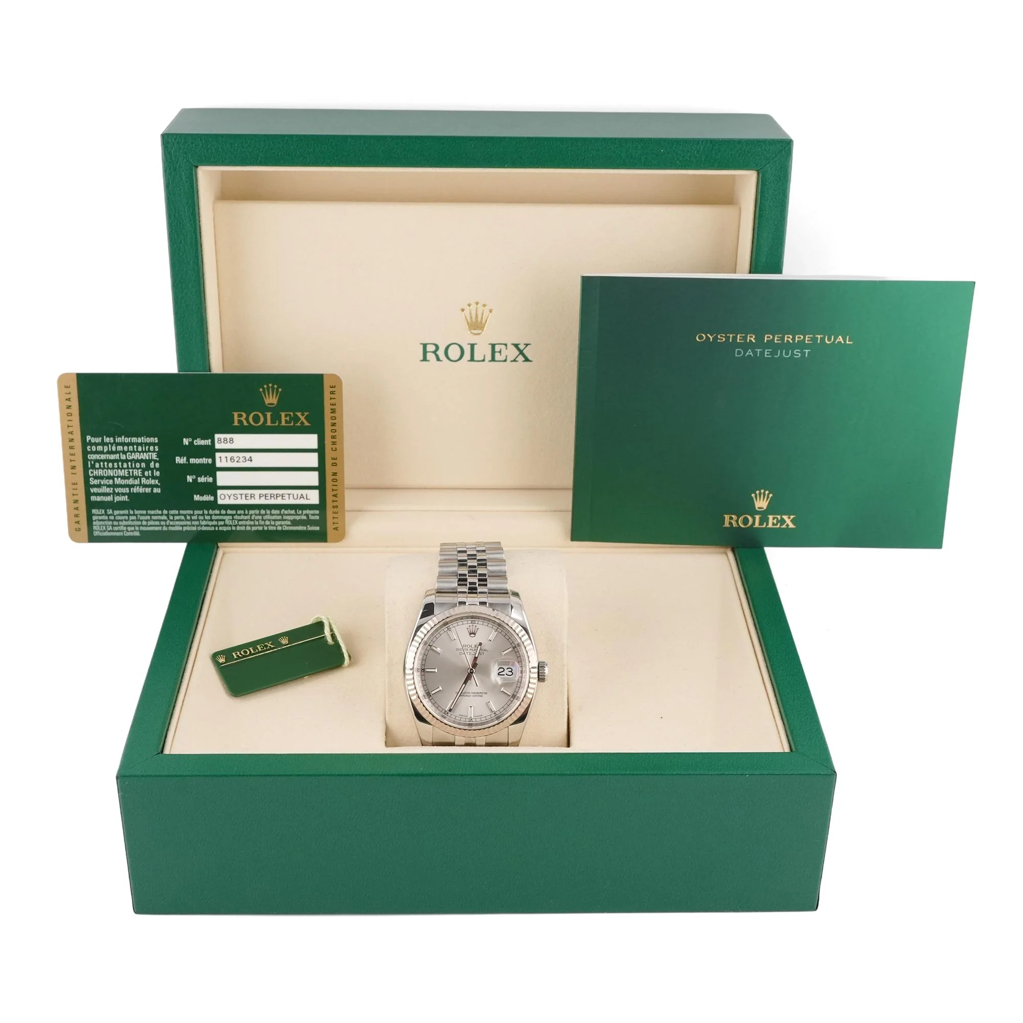 Rolex 116234 Datejust 36 mm Fluted Bezel Silver Index Dial Jubilee Bracelet Box and Papers 2011 - Image 2