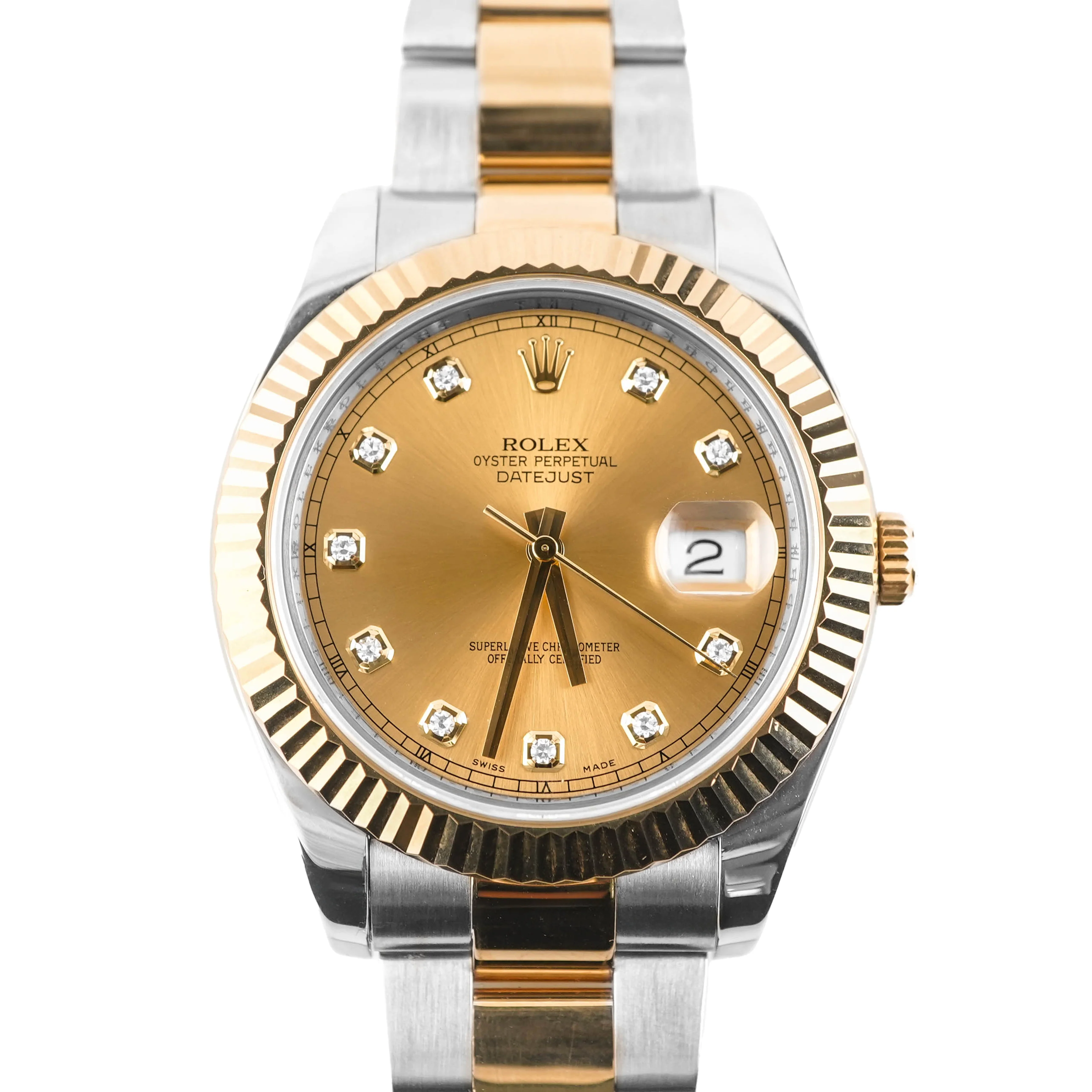 Rolex 116333 Datejust II 41 mm Champagne Diamond Dial Oyster Bracelet Box and Papers 2012