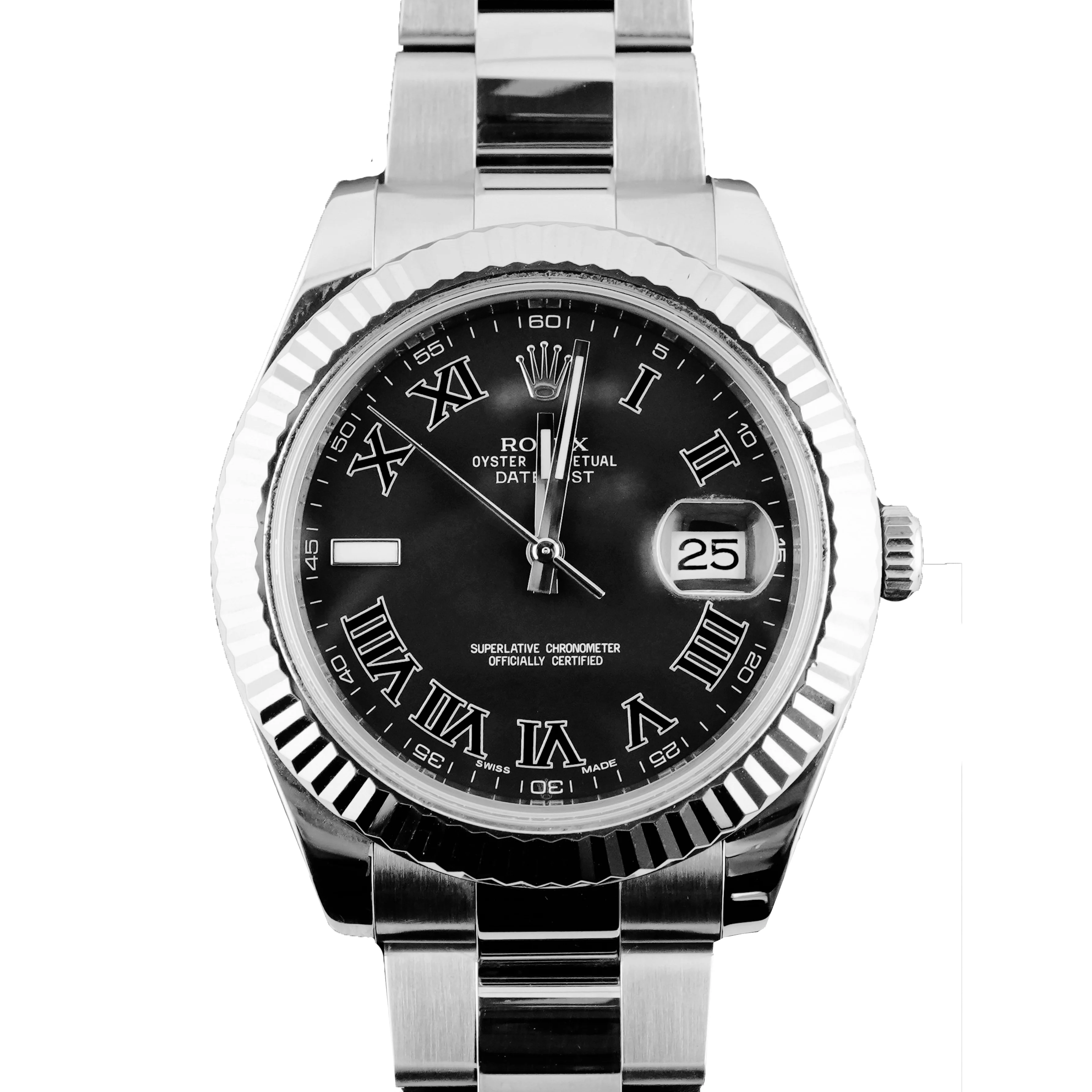 Rolex 116334 Datejust II 41 mm Fluted Bezel Charcoal Dial Oyster Bracelet Box and Papers 2012