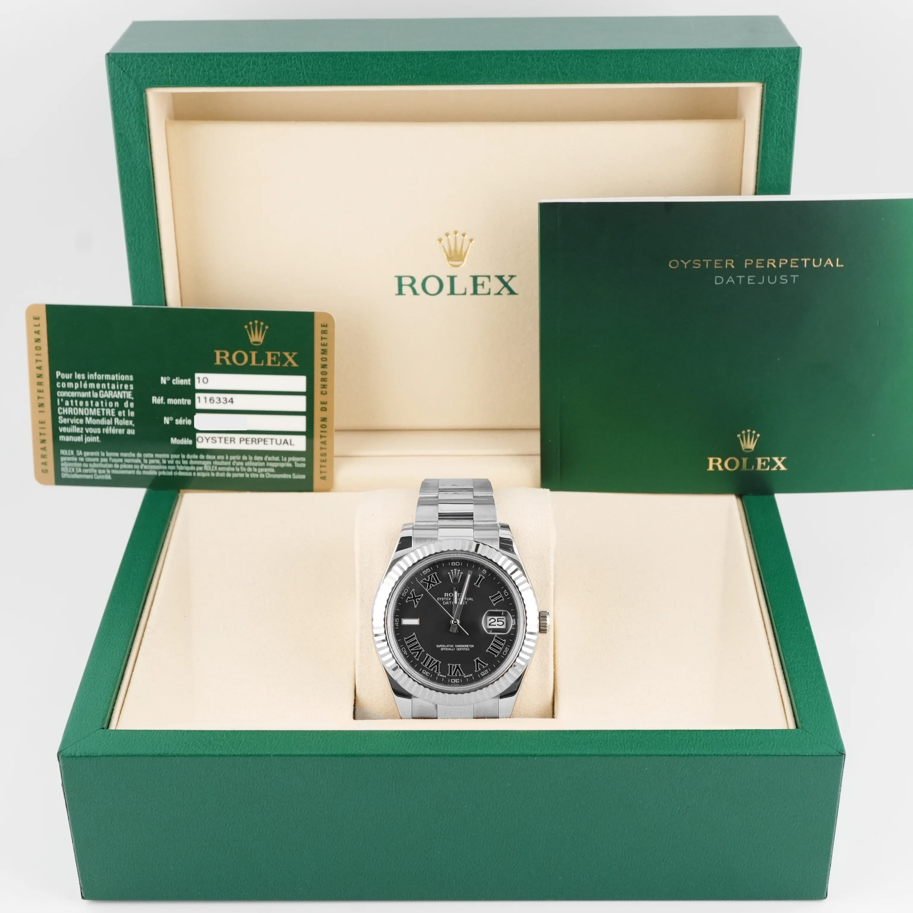 Rolex 116334 Datejust II 41 mm Fluted Bezel Charcoal Dial Oyster Bracelet Box and Papers 2012 - Image 2