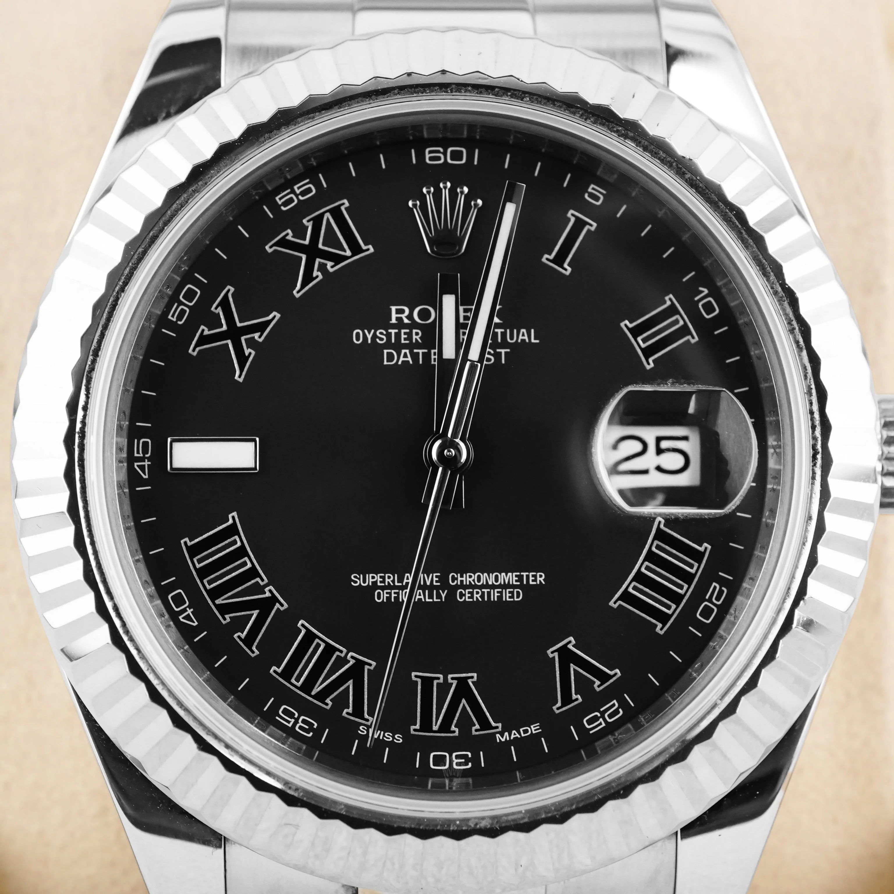 Rolex 116334 Datejust II 41 mm Fluted Bezel Charcoal Dial Oyster Bracelet Box and Papers 2012 - Image 3