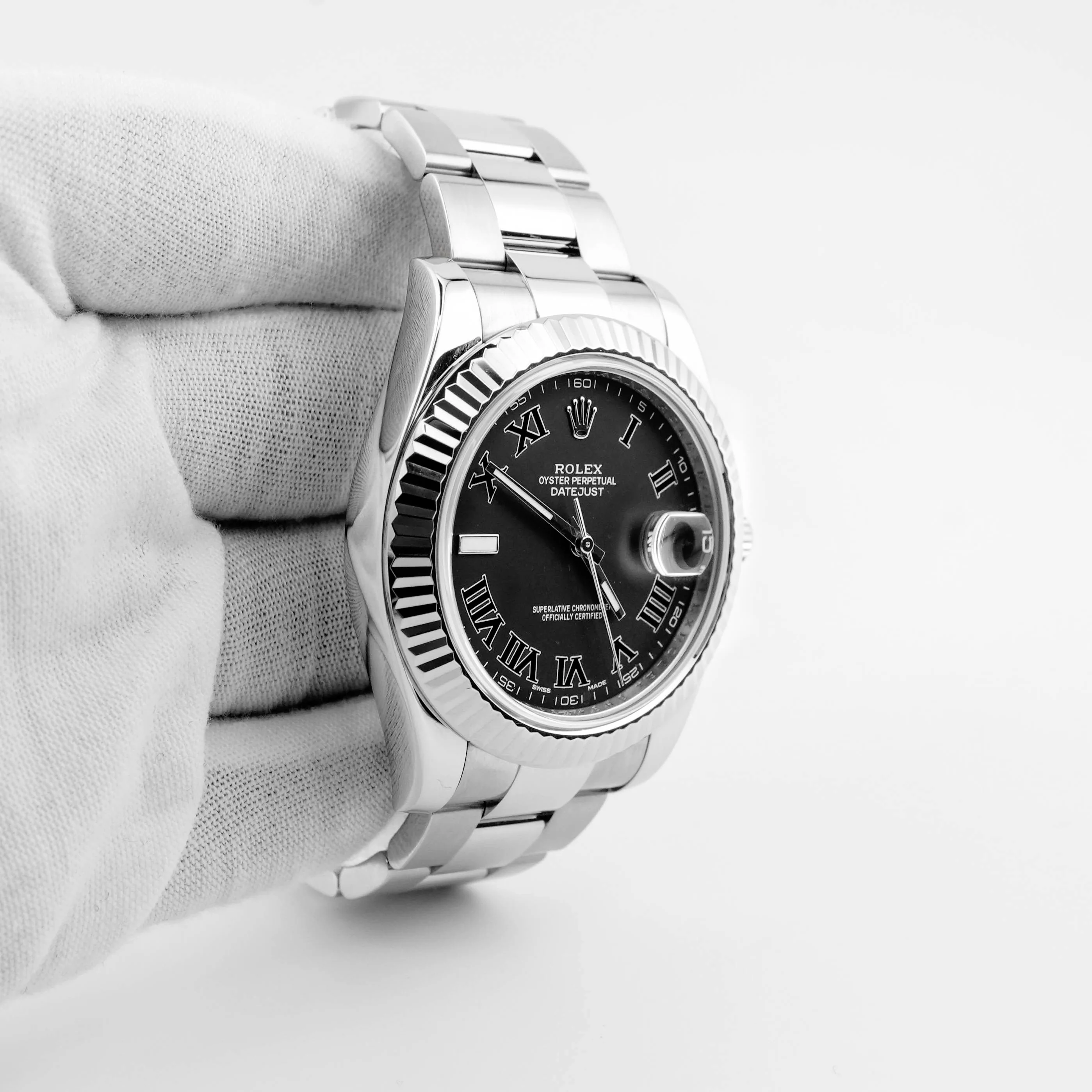 Rolex 116334 Datejust II 41 mm Fluted Bezel Charcoal Dial Oyster Bracelet Box and Papers 2012 - Image 4