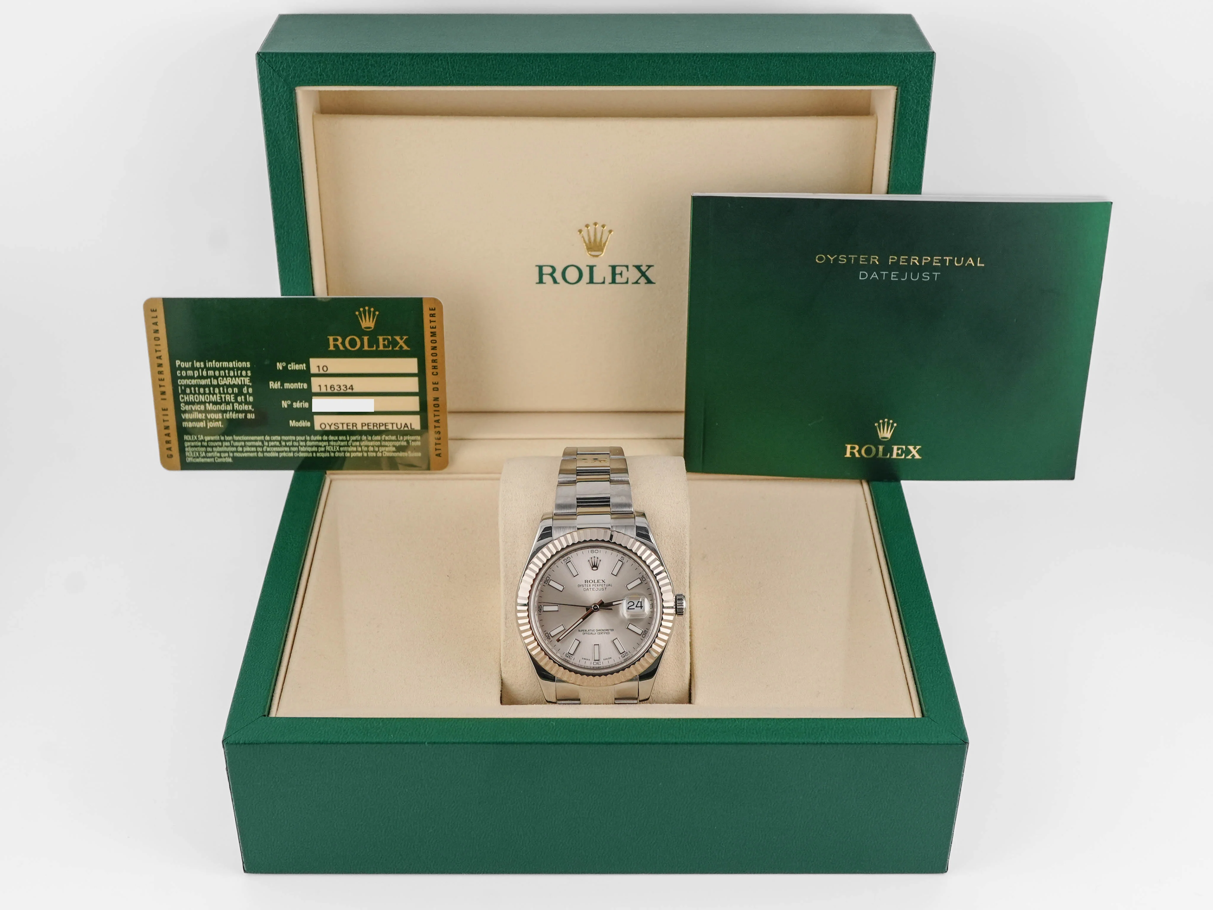 Rolex 116334 Datejust II 41 mm Fluted Bezel Silver Stick Dial Oyster Bracelet Box and Papers 2013 - Image 2