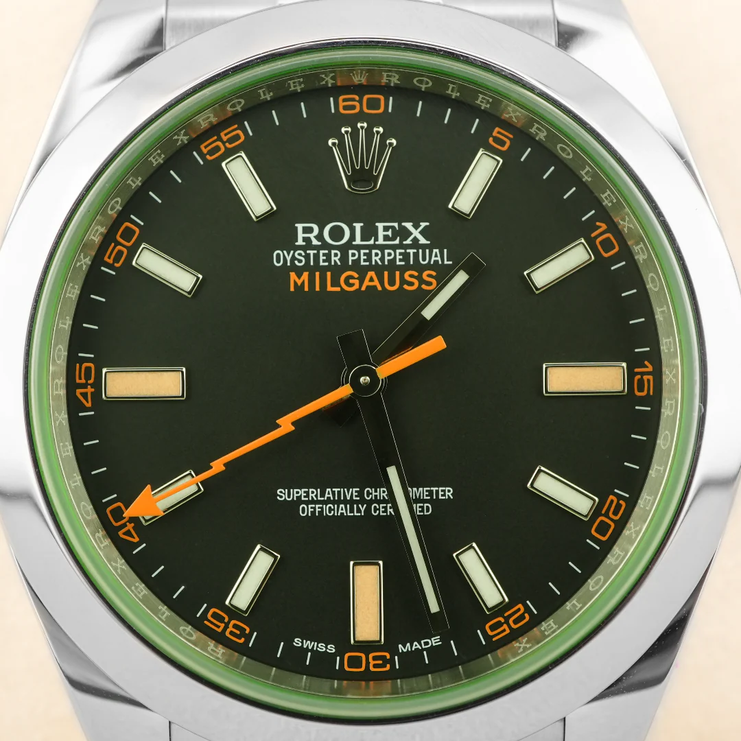 Rolex 116400GV Milgauss 40 mm Smooth Bezel Black Index Dial Oyster Bracelet Box and Papers 2021 - Image 3
