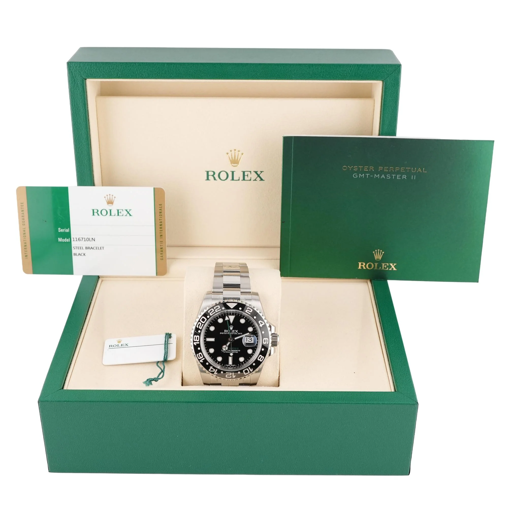 Rolex 116710LN GMT-Master II 40 mm Ceramic Bezel Black Dial Oyster Bracelet Box and Papers 2018 - Image 2