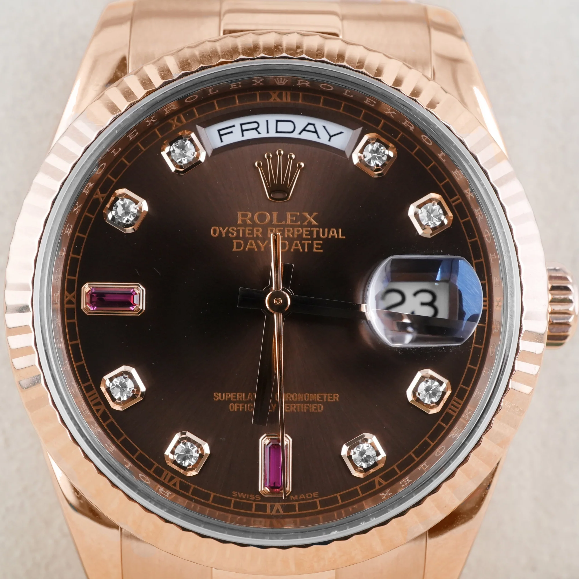 Rolex 118235 Day-Date 36 mm Chocolate Brown Diamond Dial President Bracelet Box and Papers 2013 - Image 3