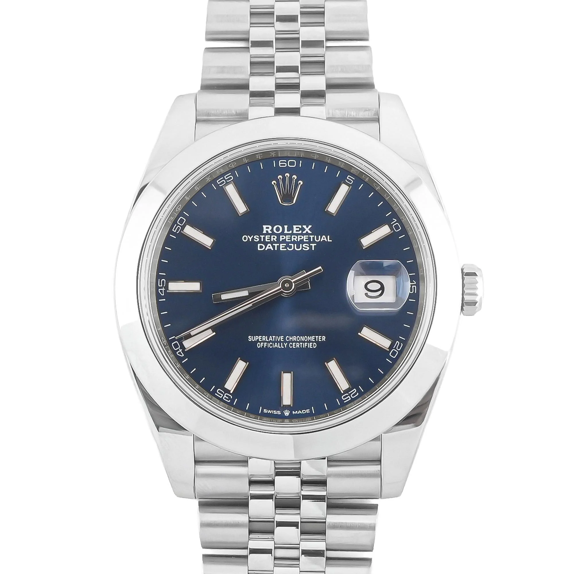 Rolex 126300 Datejust 41 mm Smooth Bezel Blue Index Dial Jubilee Bracelet Box and Papers 2022