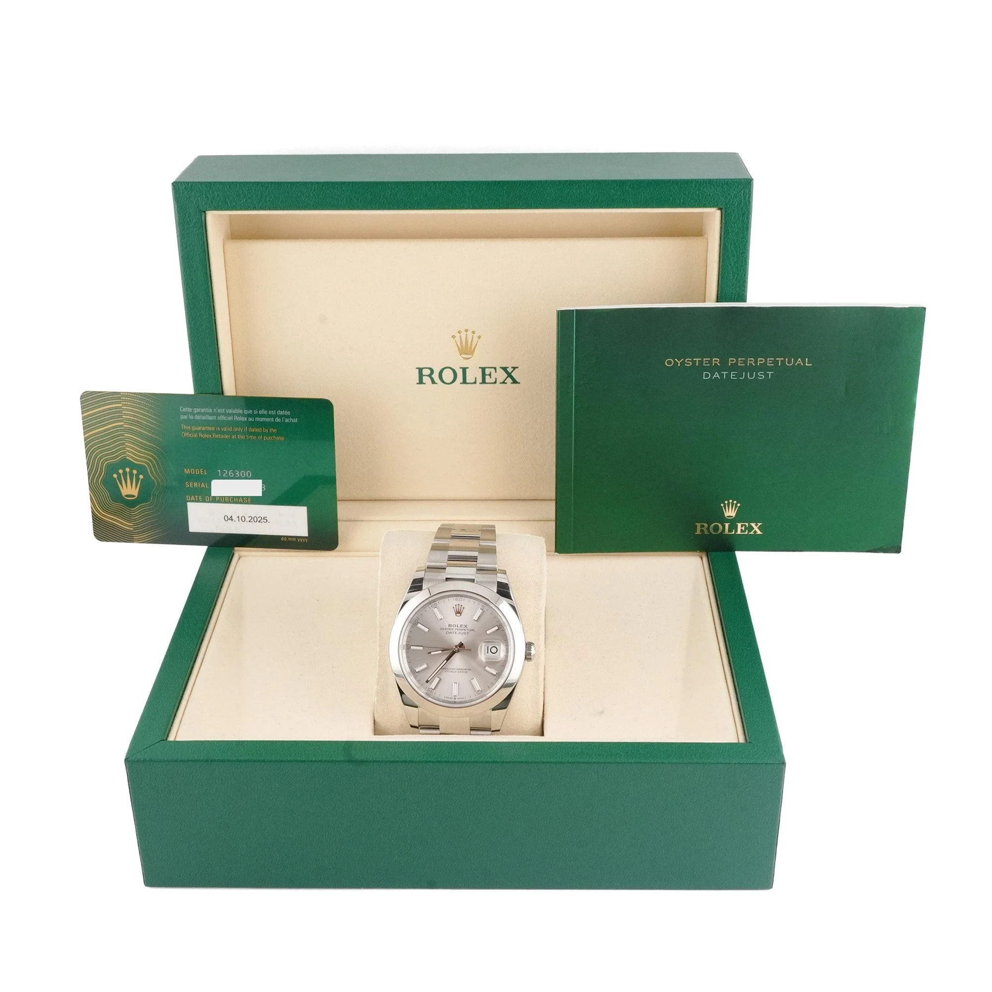 Rolex 126300 Datejust 41 mm Smooth Bezel Silver Index Dial Oyster Bracelet Box and Papers 2025 - Image 2