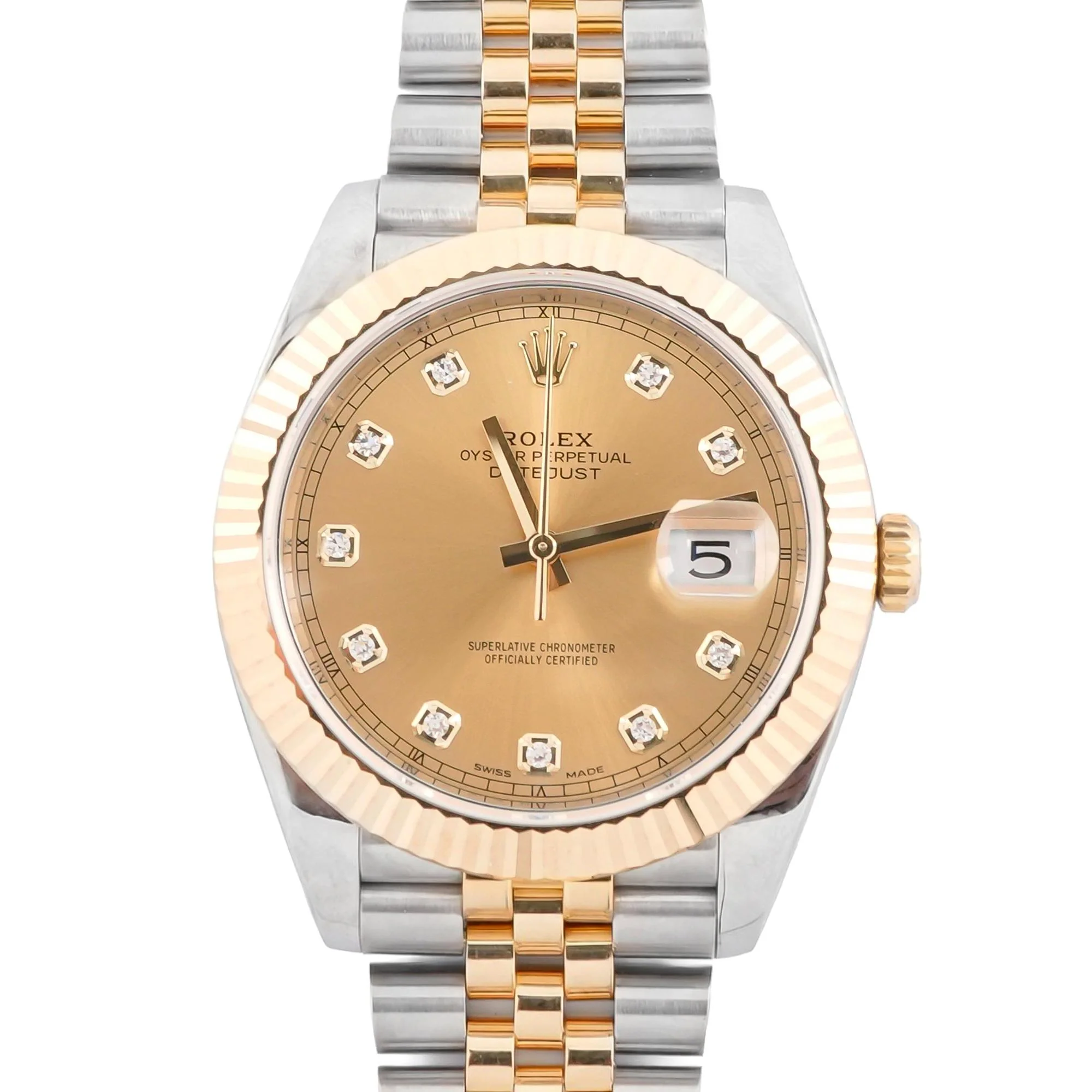 Rolex 126333 Datejust 41 mm Fluted Bezel Champagne Dial Jubilee Bracelet Box and Papers 2017