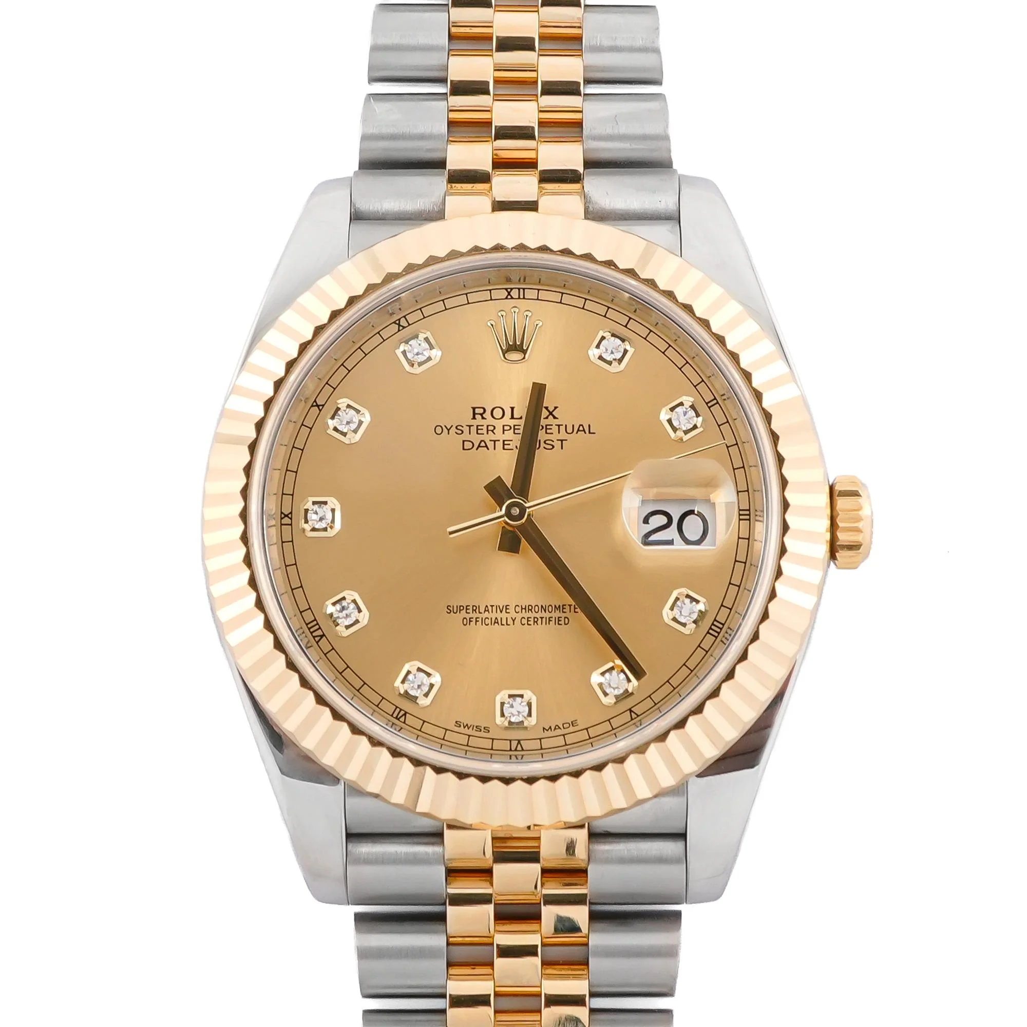 Rolex 126333 Datejust 41 mm Fluted Bezel Champagne Diamond Dial Jubilee Bracelet Box and Papers 2017