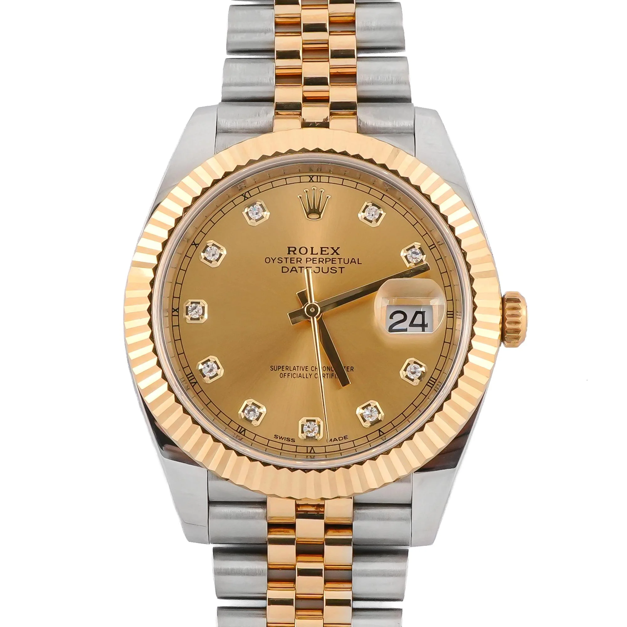 Rolex 126333 Datejust 41 mm Fluted Bezel Champagne Diamond Dial Jubilee Bracelet Box and Papers 2017