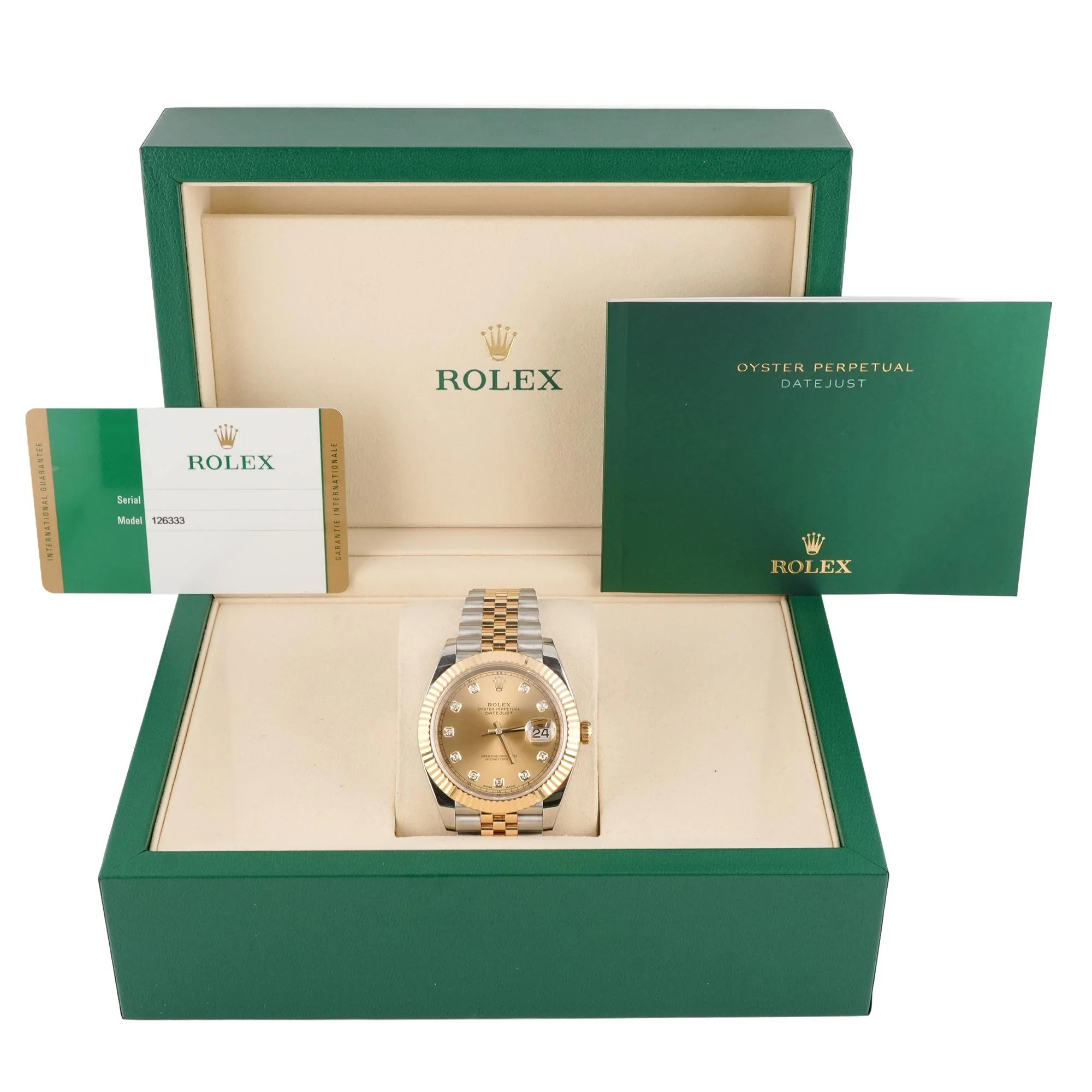 Rolex 126333 Datejust 41 mm Fluted Bezel Champagne Diamond Dial Jubilee Bracelet Box and Papers 2017 - Image 2
