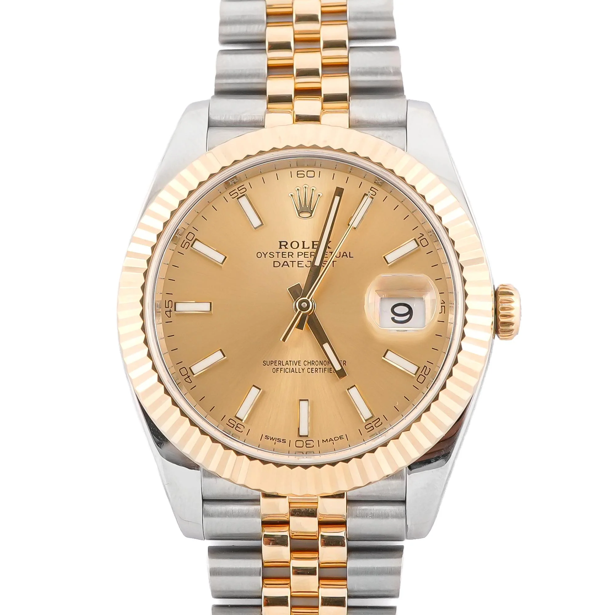 Rolex 126333 Datejust 41 mm Fluted Bezel Champagne Index Dial Jubilee Bracelet Box and Papers 2016