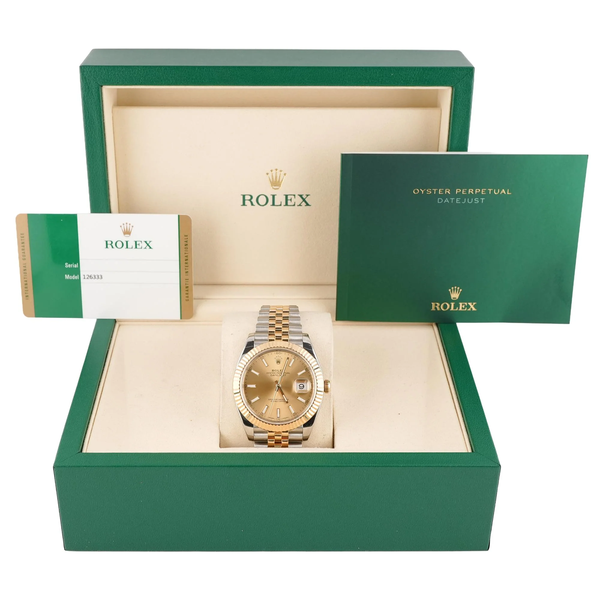 Rolex 126333 Datejust 41 mm Fluted Bezel Champagne Index Dial Jubilee Bracelet Box and Papers 2016 - Image 2