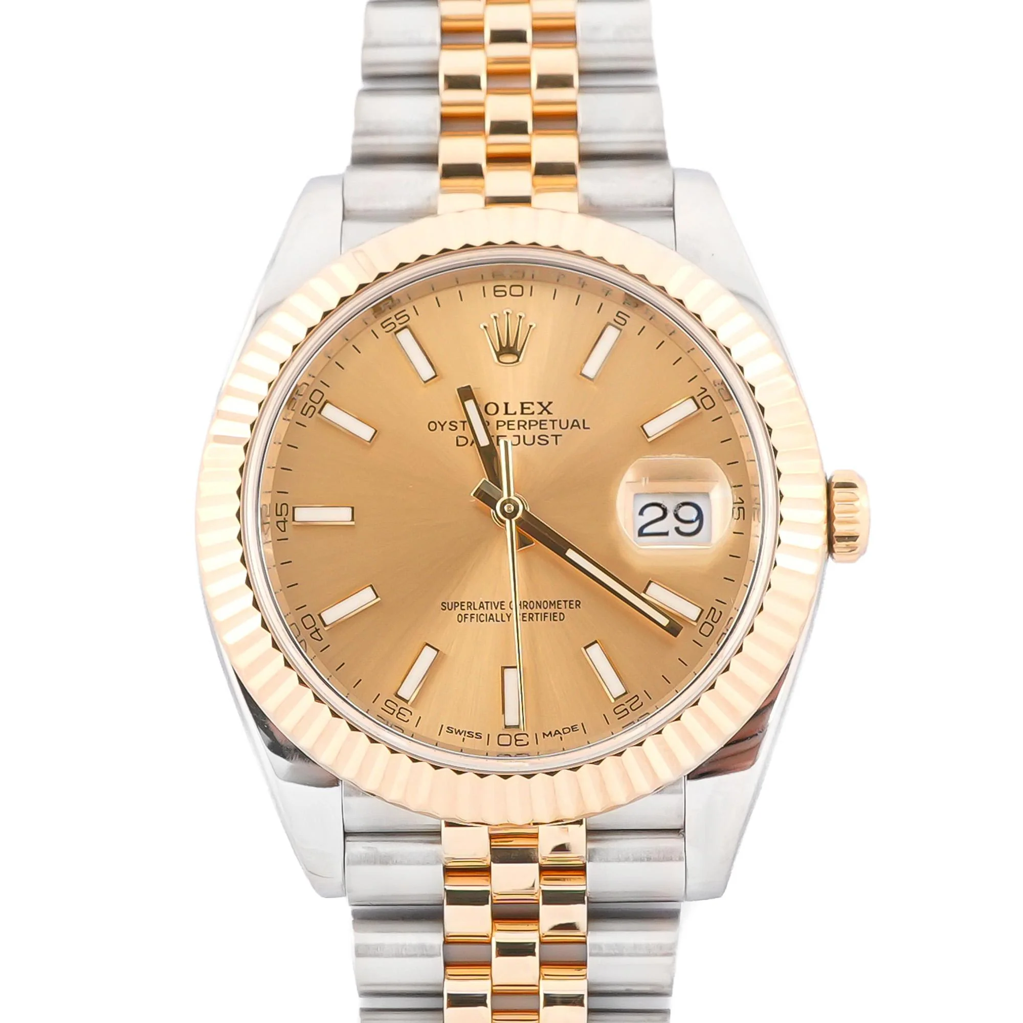 Rolex 126333 Datejust 41 mm Fluted Bezel Champagne Index Dial Jubilee Bracelet Box and Papers 2017
