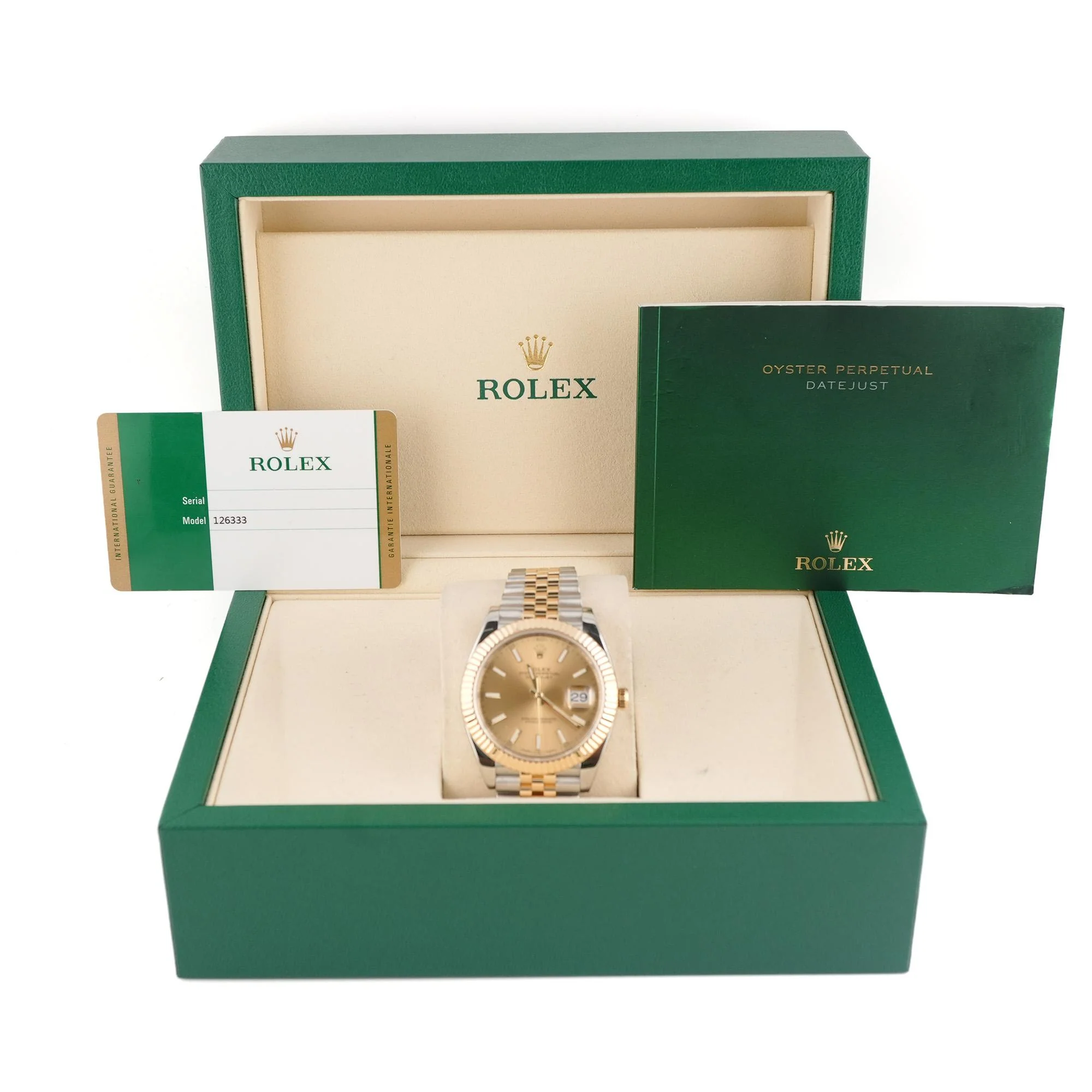 Rolex 126333 Datejust 41 mm Fluted Bezel Champagne Index Dial Jubilee Bracelet Box and Papers 2017 - Image 2