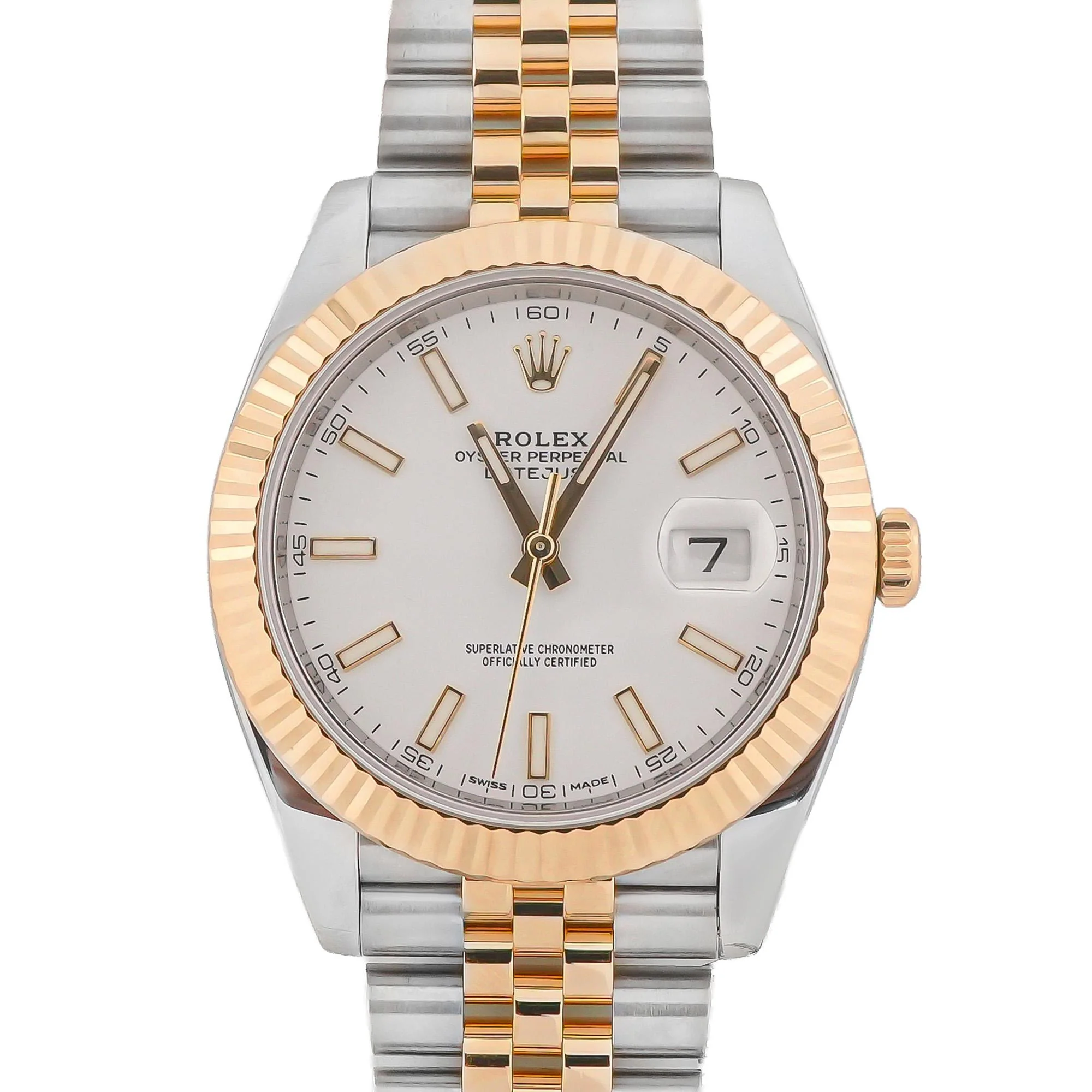 Rolex 126333 Datejust 41 mm Fluted Bezel White Index Dial Jubilee Bracelet Box and Papers 2018