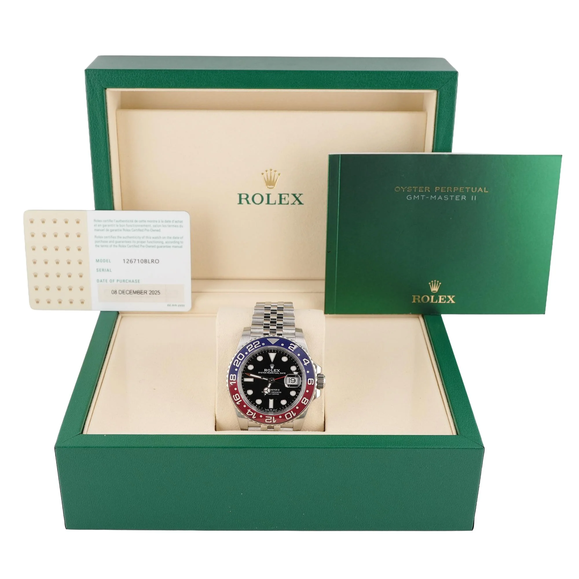 Rolex 126710BLRO GMT-Master II "Pepsi" Black Dial Jubilee Bracelet Box and CPO Card 2025 - Image 2