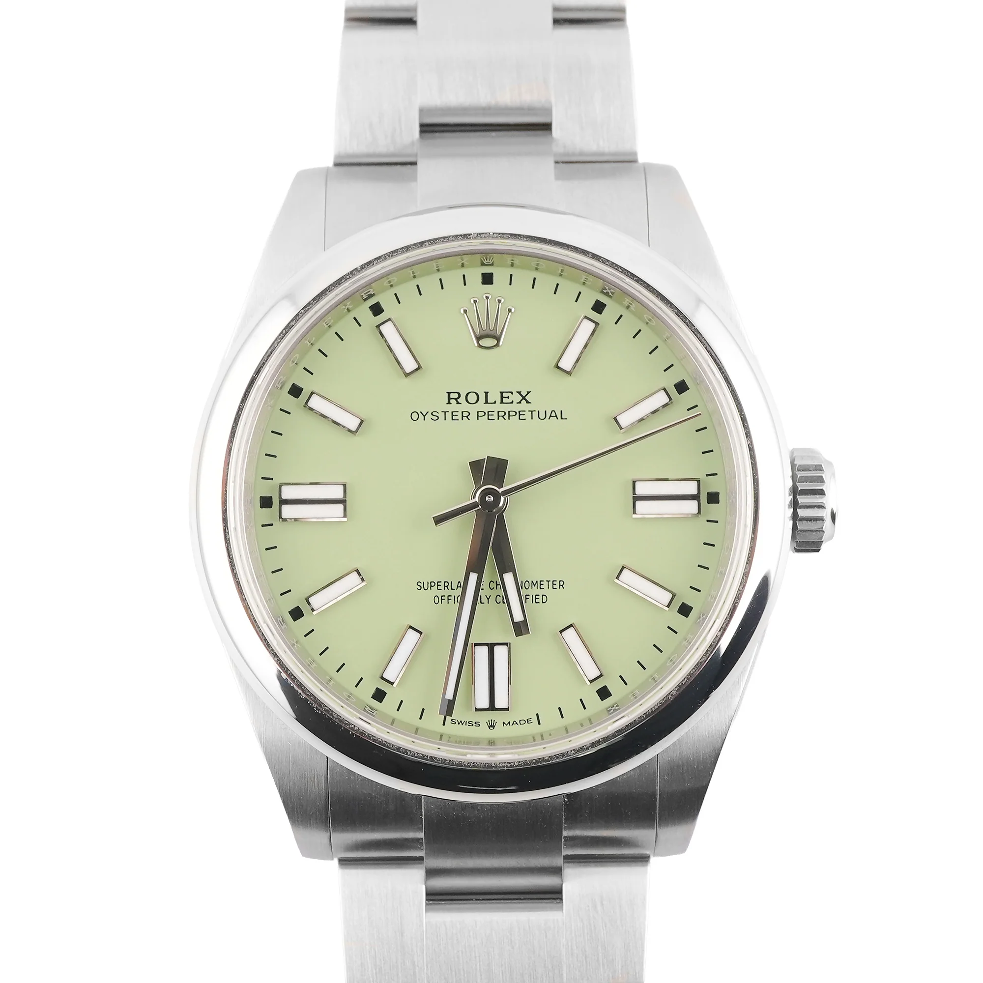 Rolex 134300 Oyster Perpetual 41 mm Smooth Bezel Pistachio Dial Oyster Bracelet Box and Papers 2025